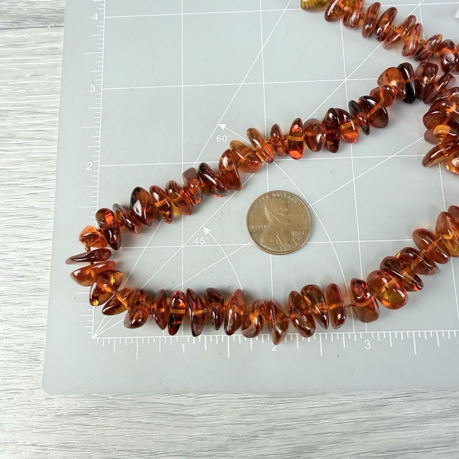 Vintage Genuine Baltic Amber Honey Cognac Hand Knotted Beaded Necklace 27”