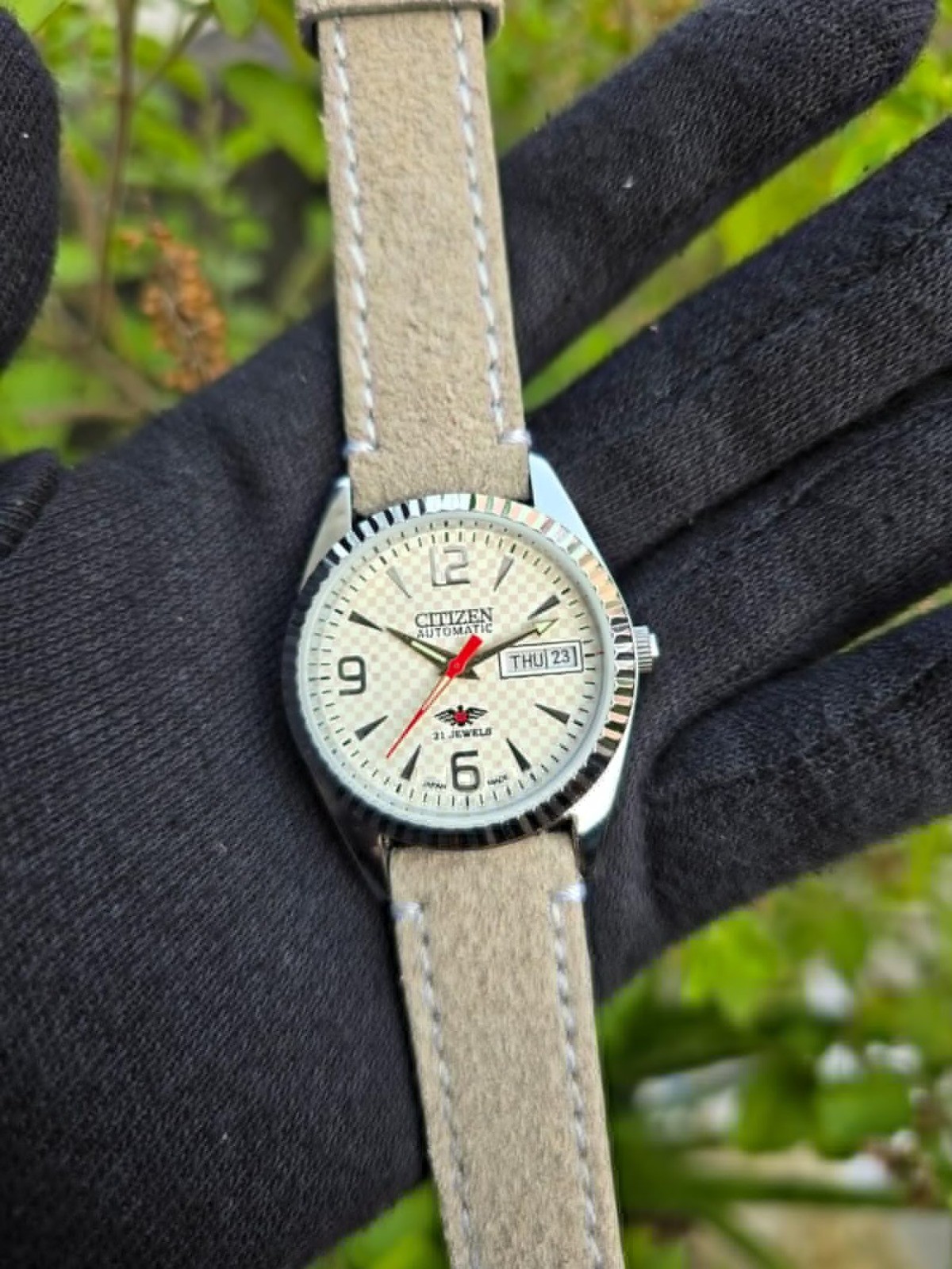 Vintage Citizen Automatic Transparent Back Men Day date Refurbished wrist watch*