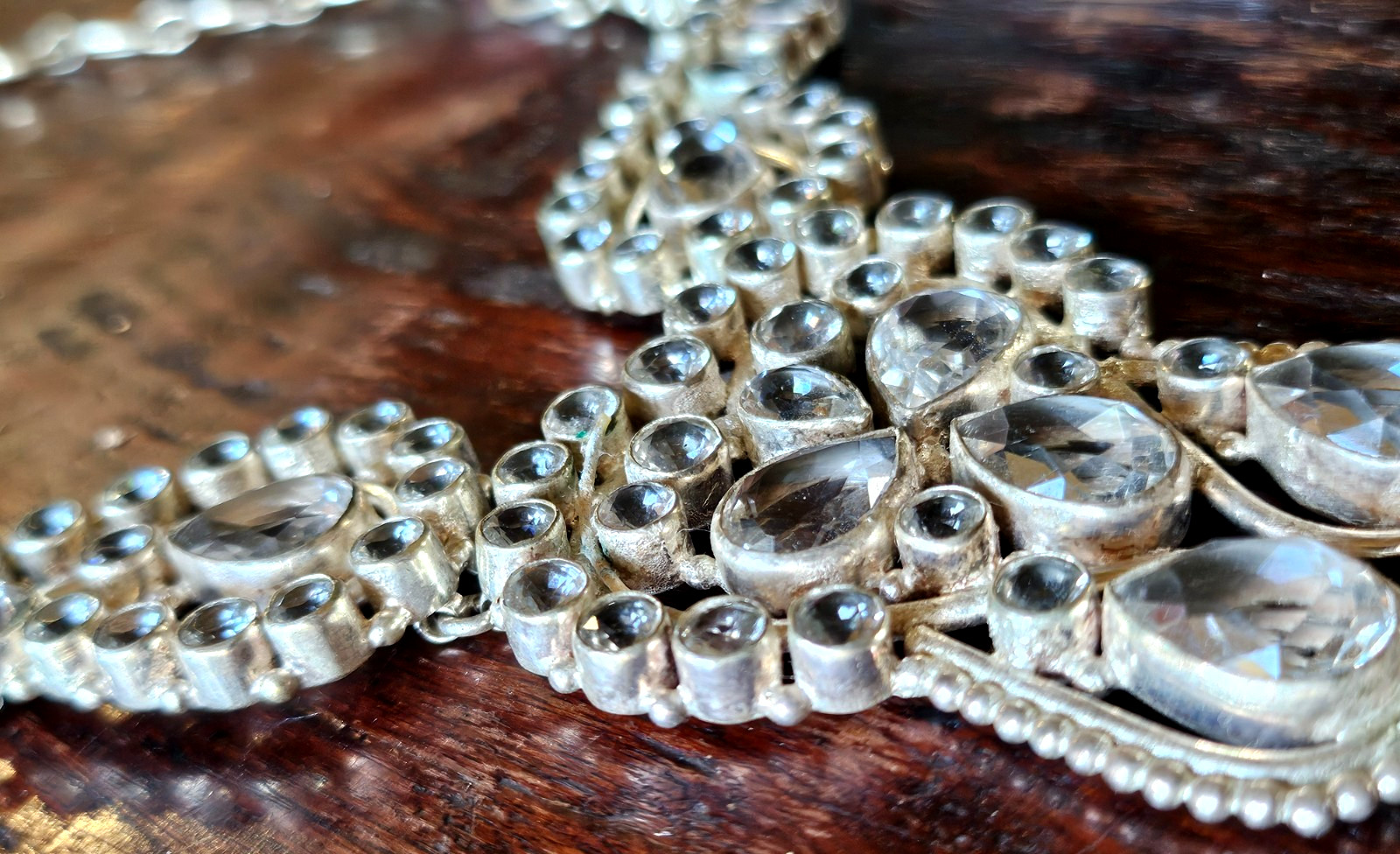 Vintage Sterling Silver Clear Rhinestone Wedding Necklace STUNNING ONE OF ONE