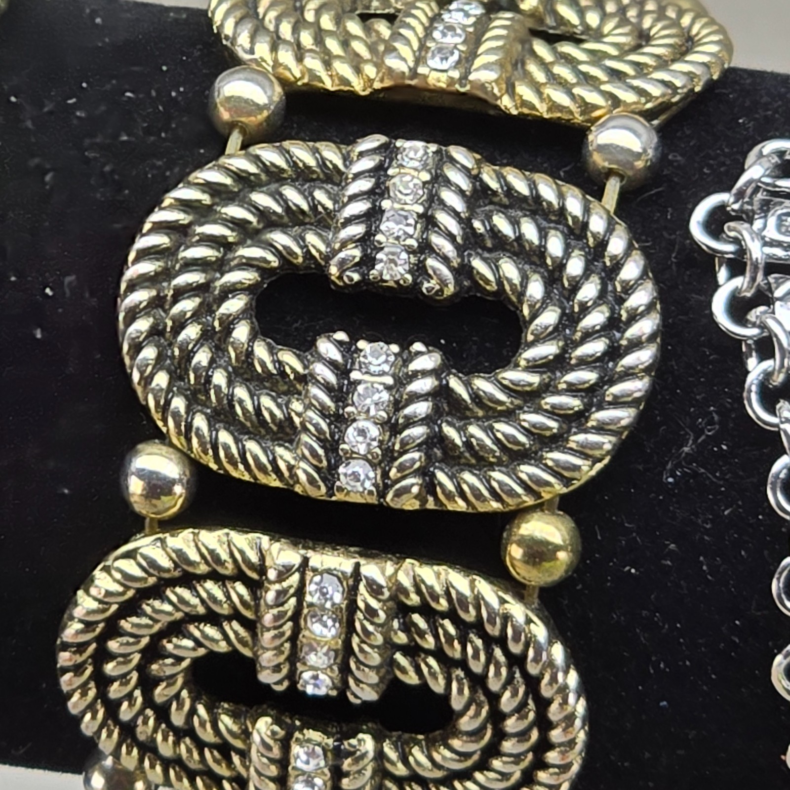 5 Fashion Bracelet Lot Rhinestone Cuff Link Chain Statement Bracelets Silver Gol