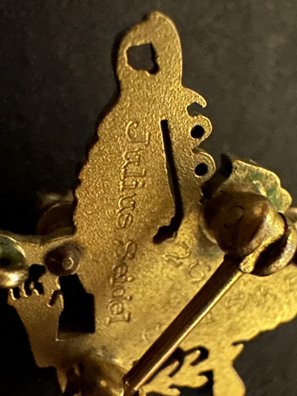 14kt Gold 1920’s Scabbard & Blade Engraved Eagle Military Pin w/Pearls Gemstones