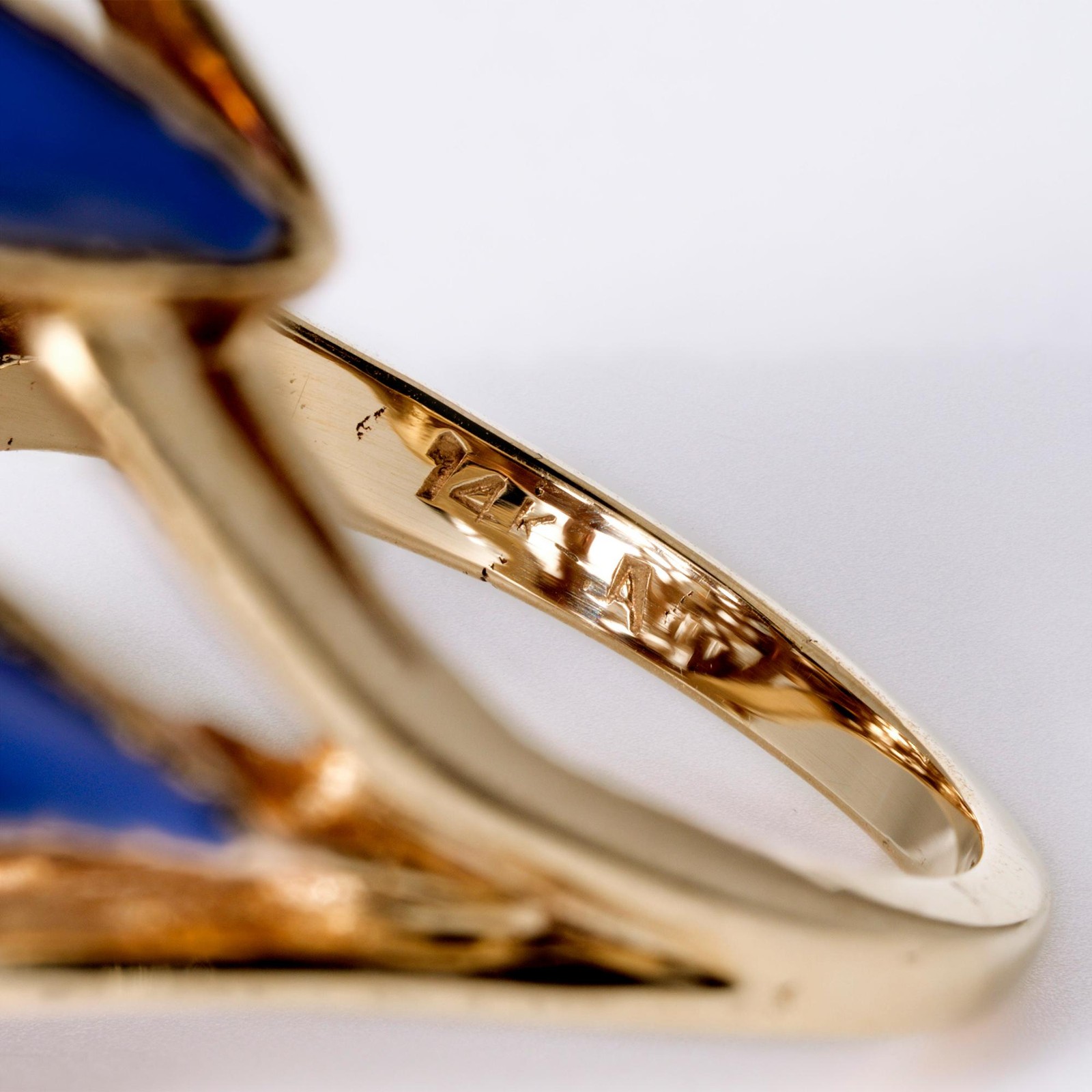 Vintage Mid-Century Royal Blue Enamel & Diamond Bombè Cocktail Ring