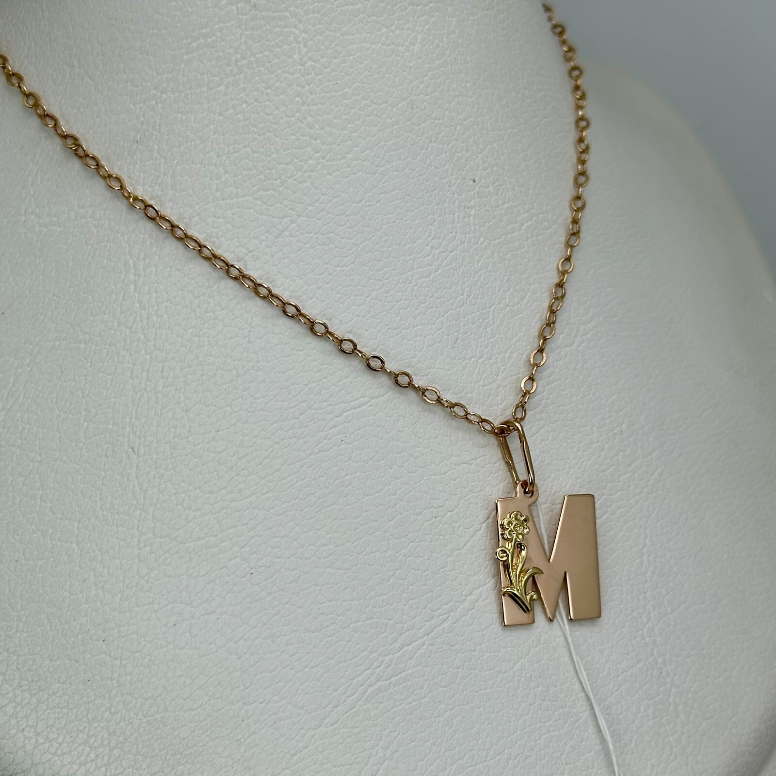 Vintage Original Rose & Yellow Gold Pendant Letter “M” 583 14K 1,80 g. Ukraine