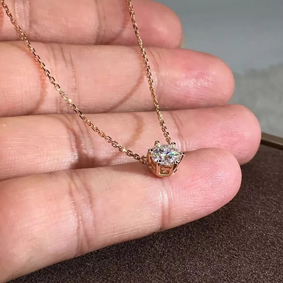 Round Cut Lab Created Diamond Engagement Fancy Pendent 14K Yellow Gold Finish