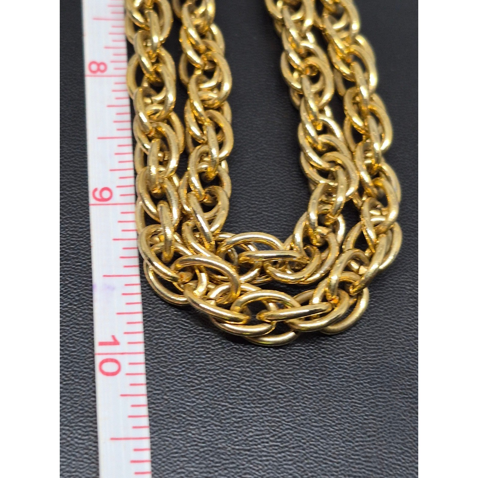 Vintage Necklace Gold Tone Single Long Link Chain Chunky Statement 40″
