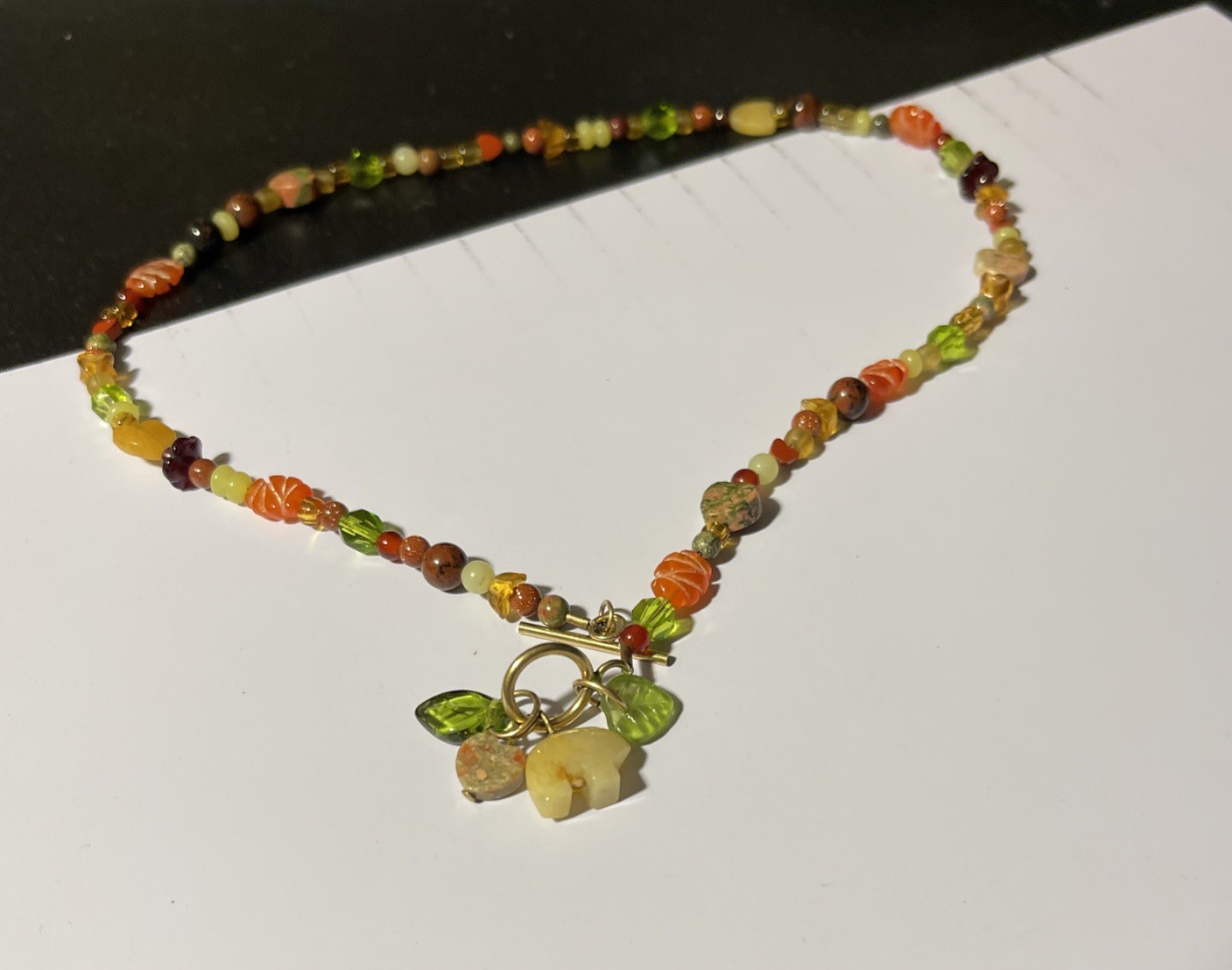 Carved Carnelian And Other Gemstone Beads Fetish Bear Necklace Sterling Finding