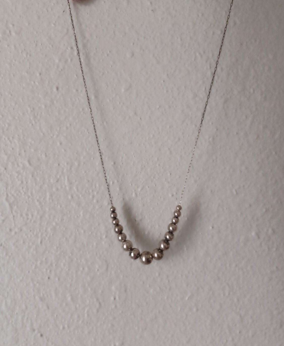 Vintage Estate Sterling Silver Graduated Sliding Ball Necklace Chain 20″ Long