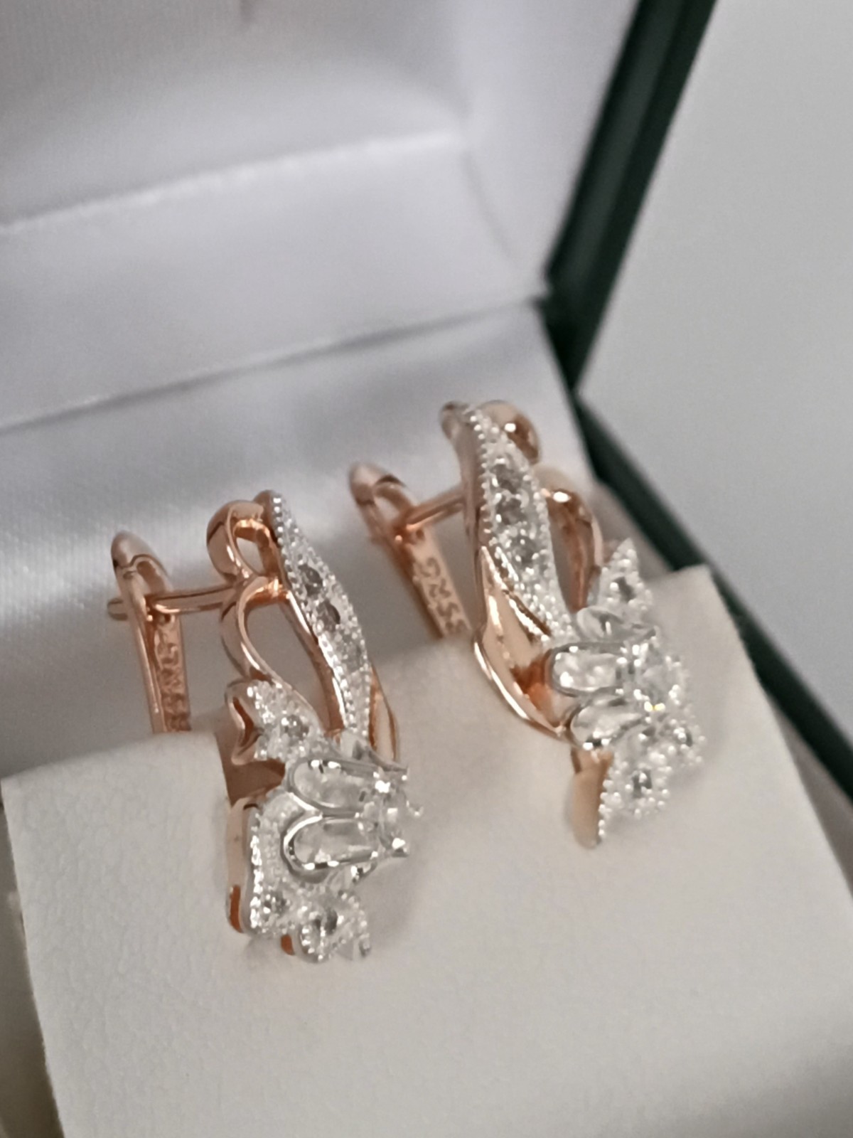 Vintage 1990-s 14 Ct Rolled Gold Zircons Earrings-Hallmarked 585 RG