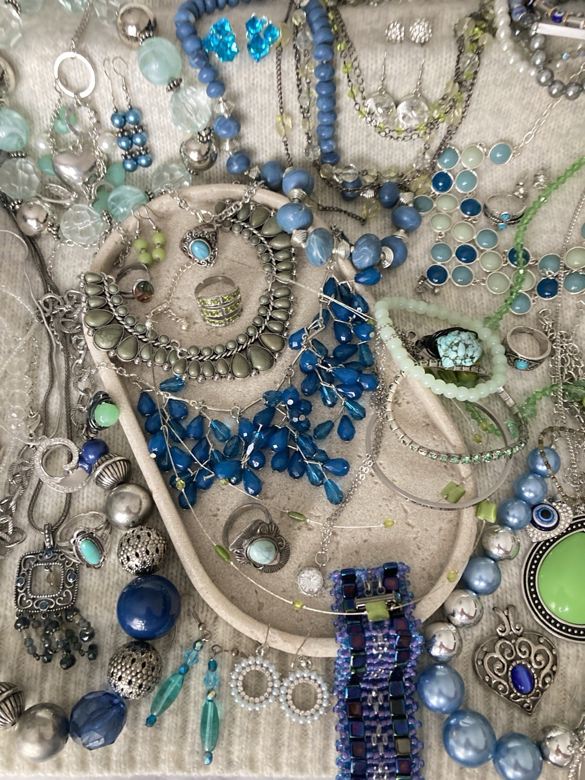 Vintage & Modern Costume Jewelry Lot Curated Collection ALL WEARABLE Blues