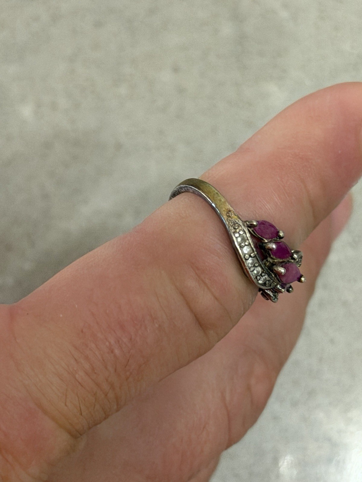 Vintage 925 Sterling Silver Ruby Ring Size 6.75