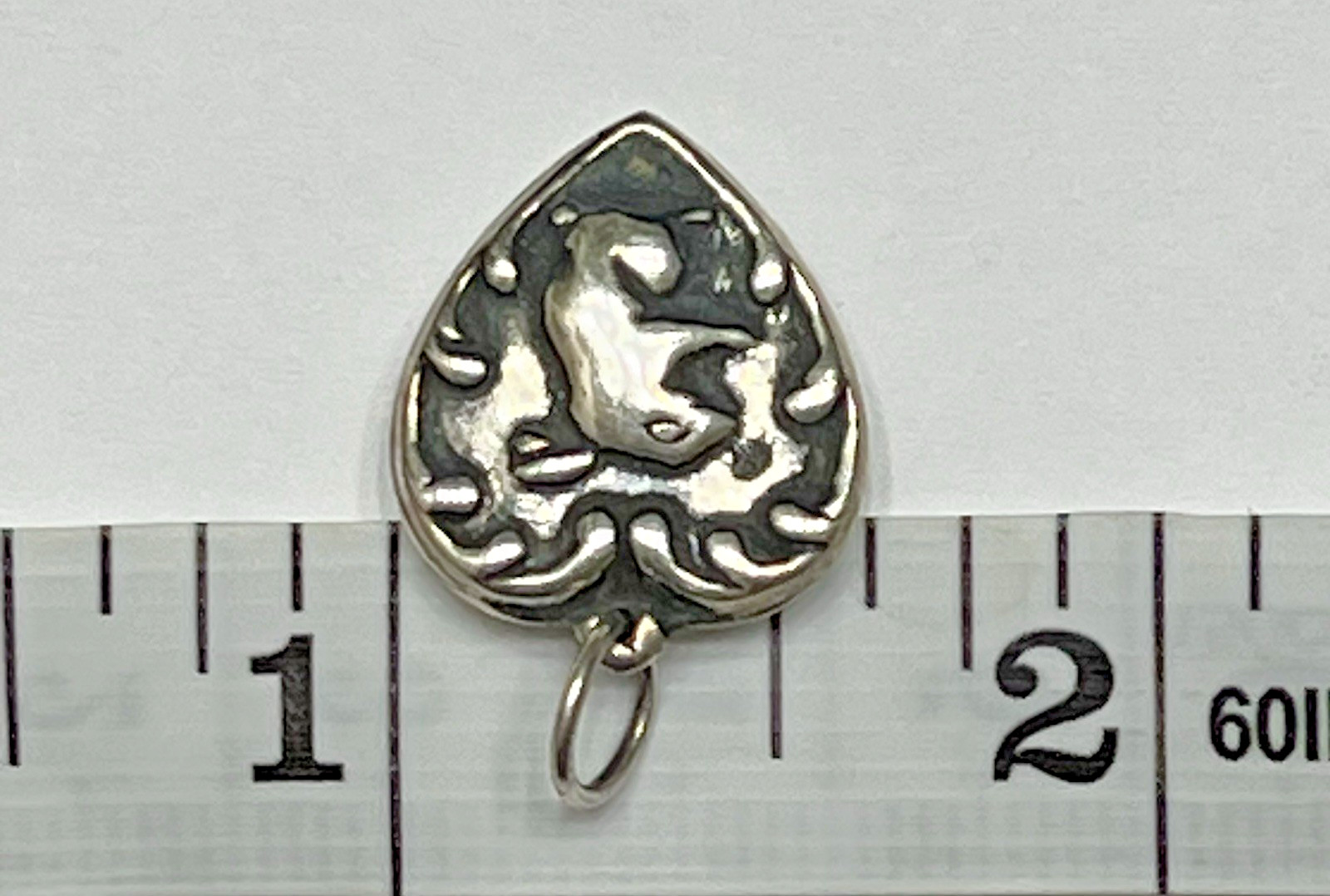 Estate Silver Heart Charm Pendant Bunny Rabbit Vintage Antique Puffy 925 US
