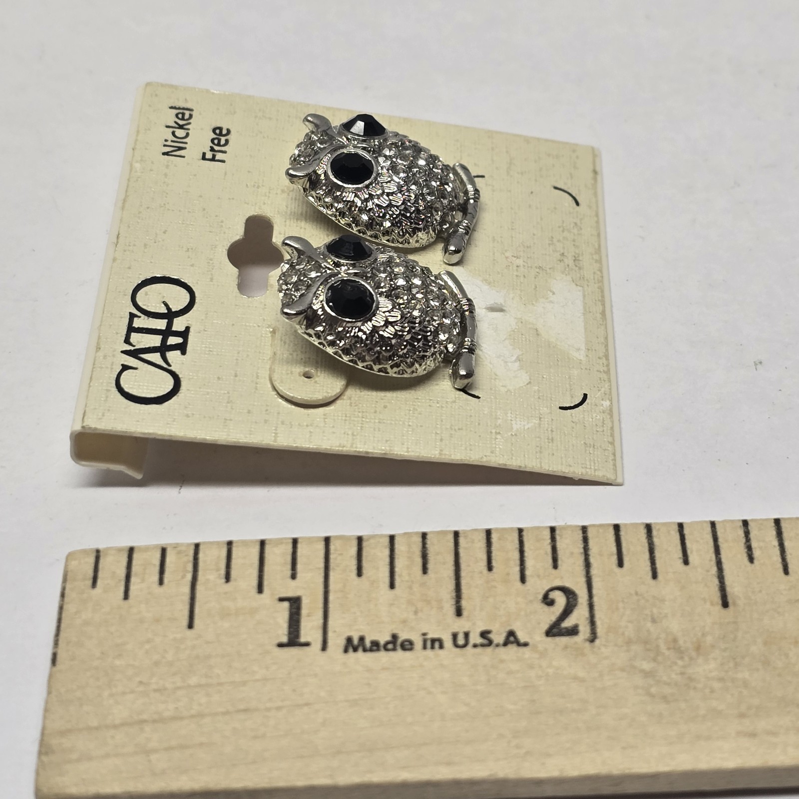 NWT CATO SILVER TONE Owl Earrings Post Nickel Free