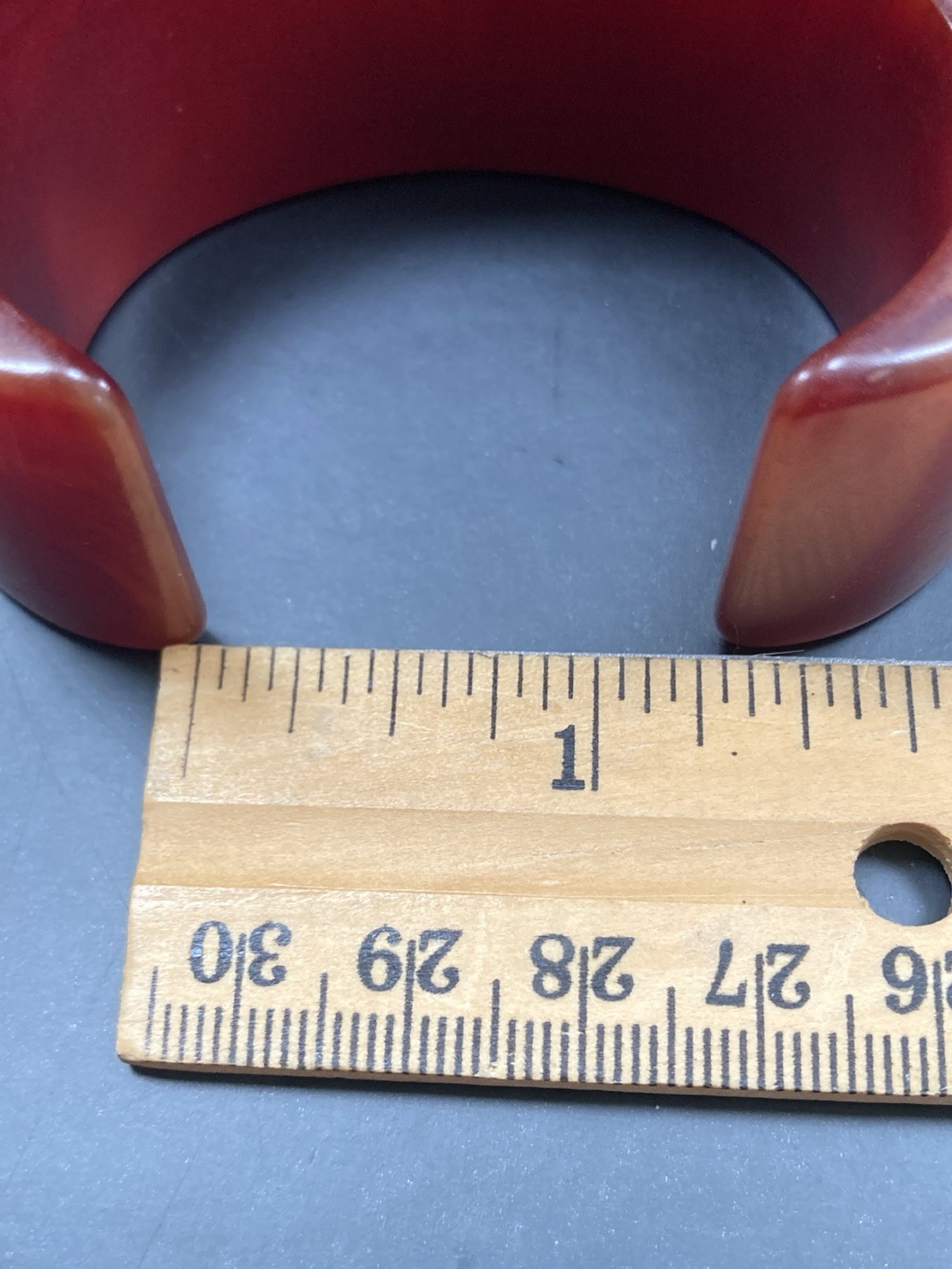 Vintage Awesome Bracelet Cuff Resin Reddish-Orange SMALL
