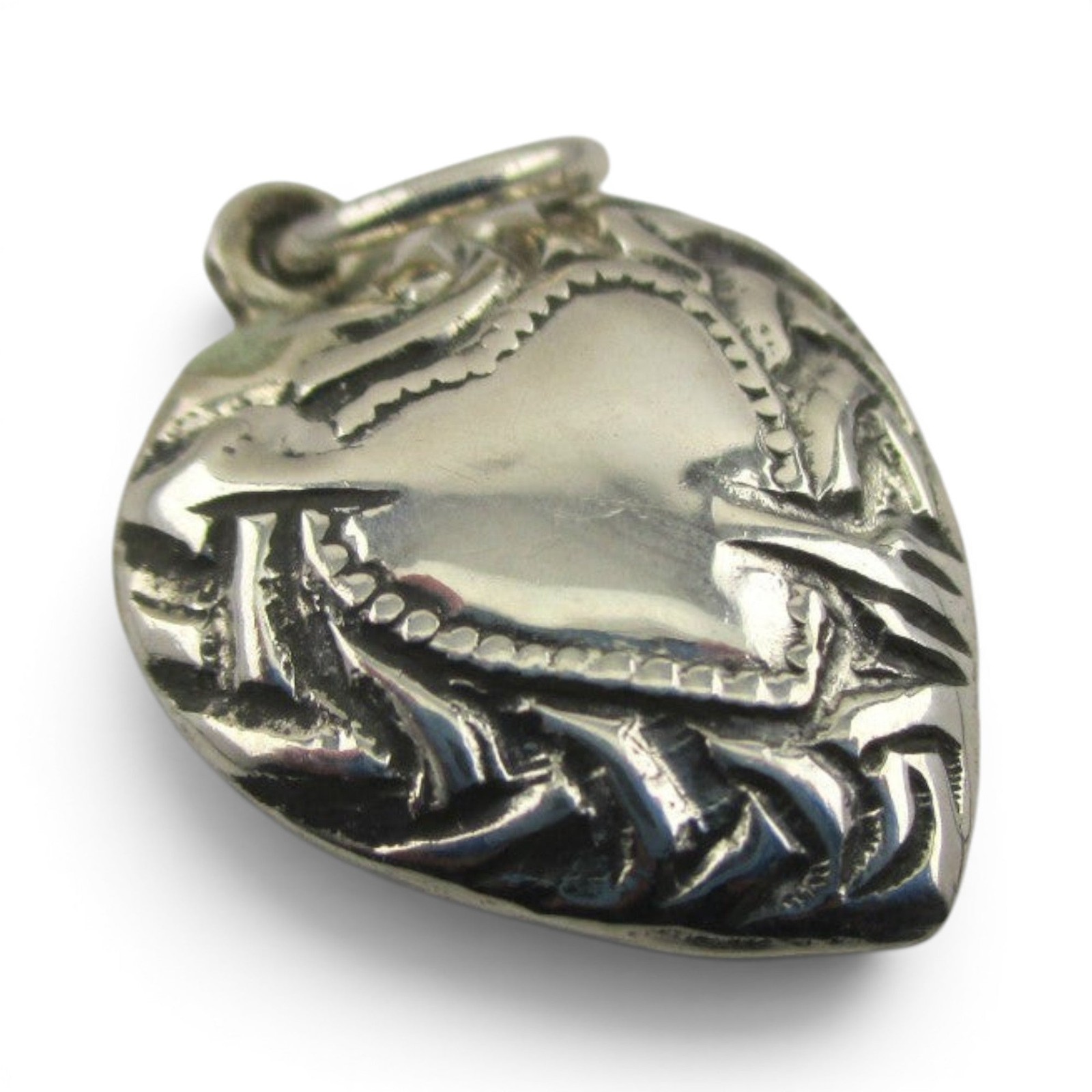 Sterling Silver Puffy Pierced Heart Charm for Bracelet Cupid’s Arrow of Love 39