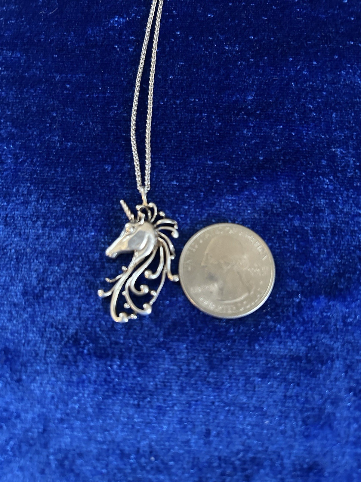 Vintage Sterling Silver Unicorn Pendant Necklace Nice Quality Pretty