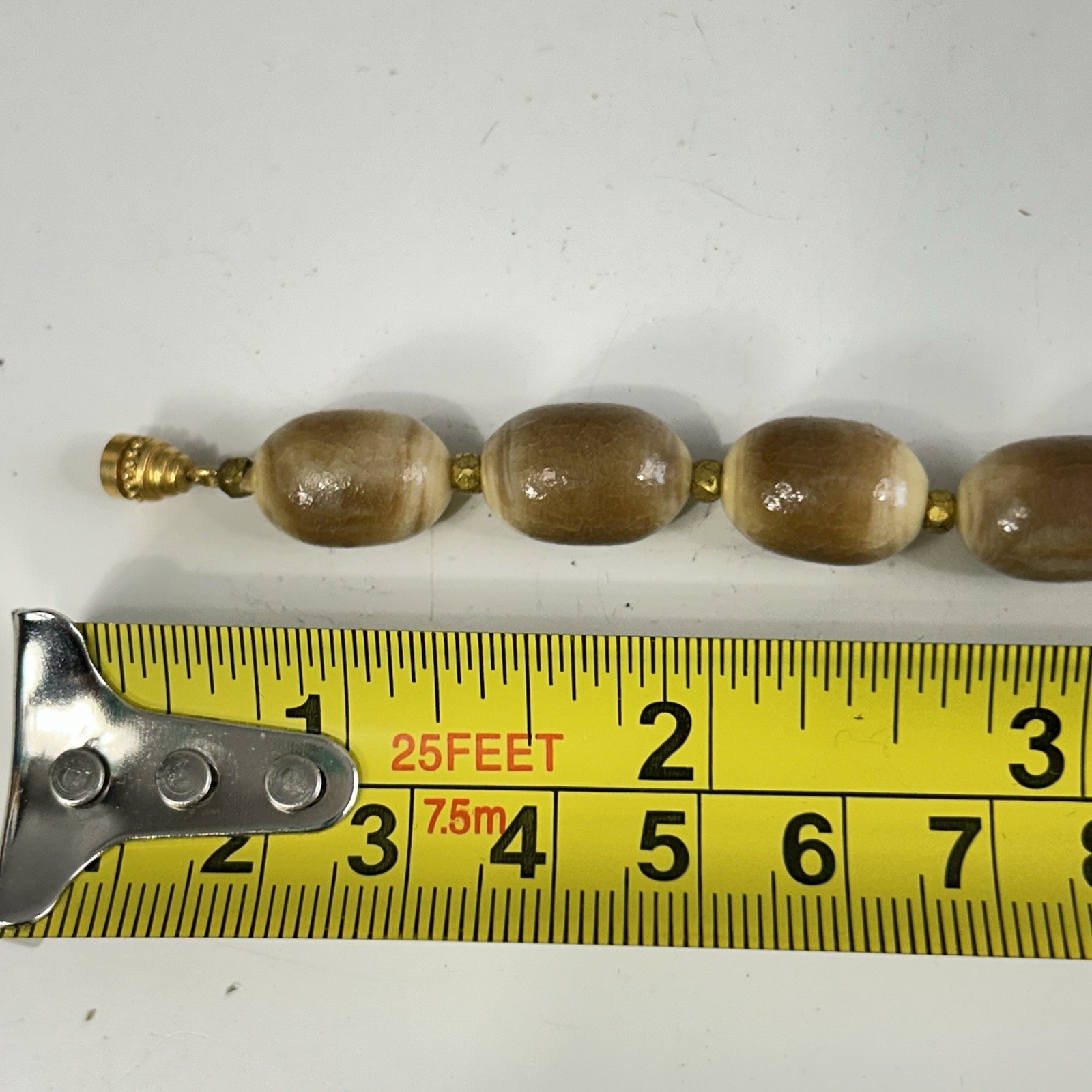 Vintage Chunky Necklace Golden Brown 25″ Statement Graduated Oval Beaded