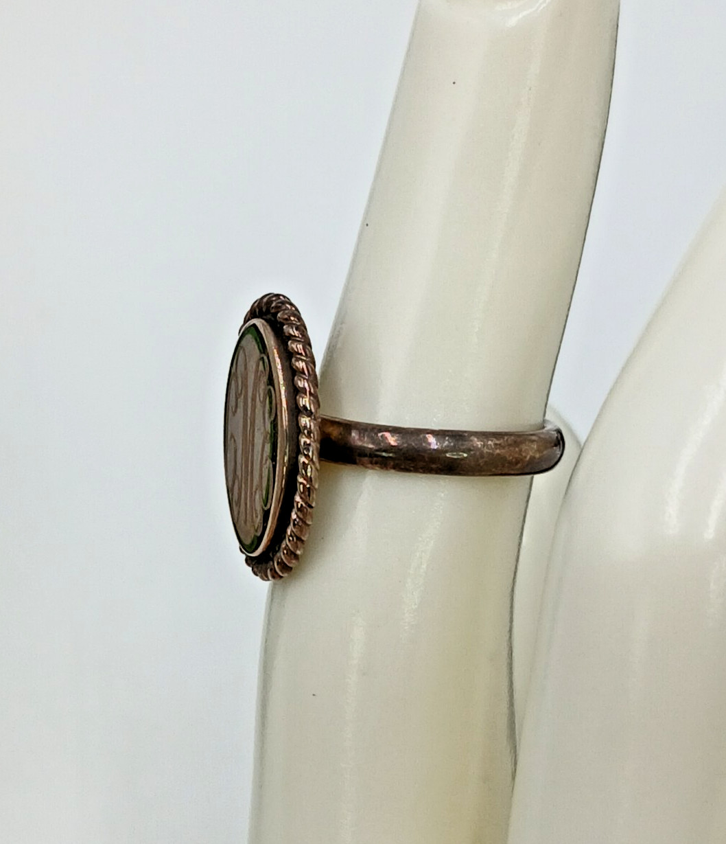 VTG 925 Monogram CME CEM Signet Ring Sz 4.75 Sterling Silver 5g Engraved Oval