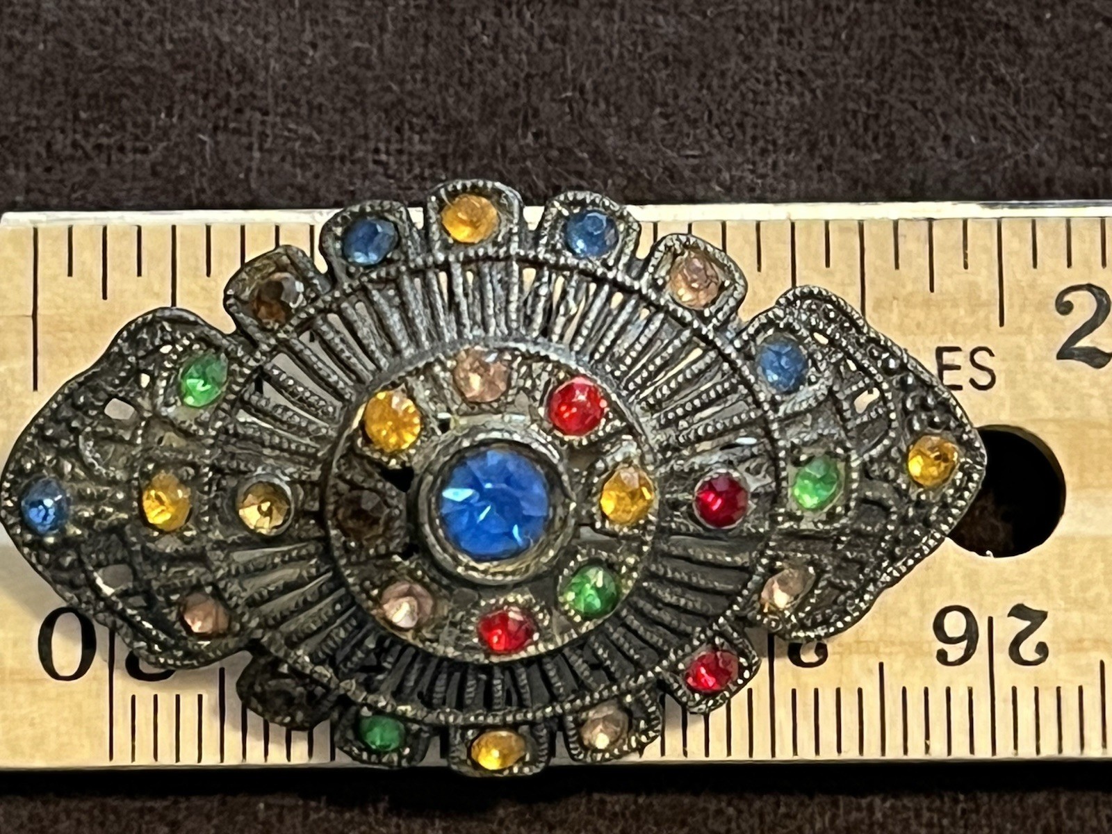 Little Nemo Art Deco Rhinestone Brooch/Pin, Silver Tone Vintage, 1.75″L x 1″W