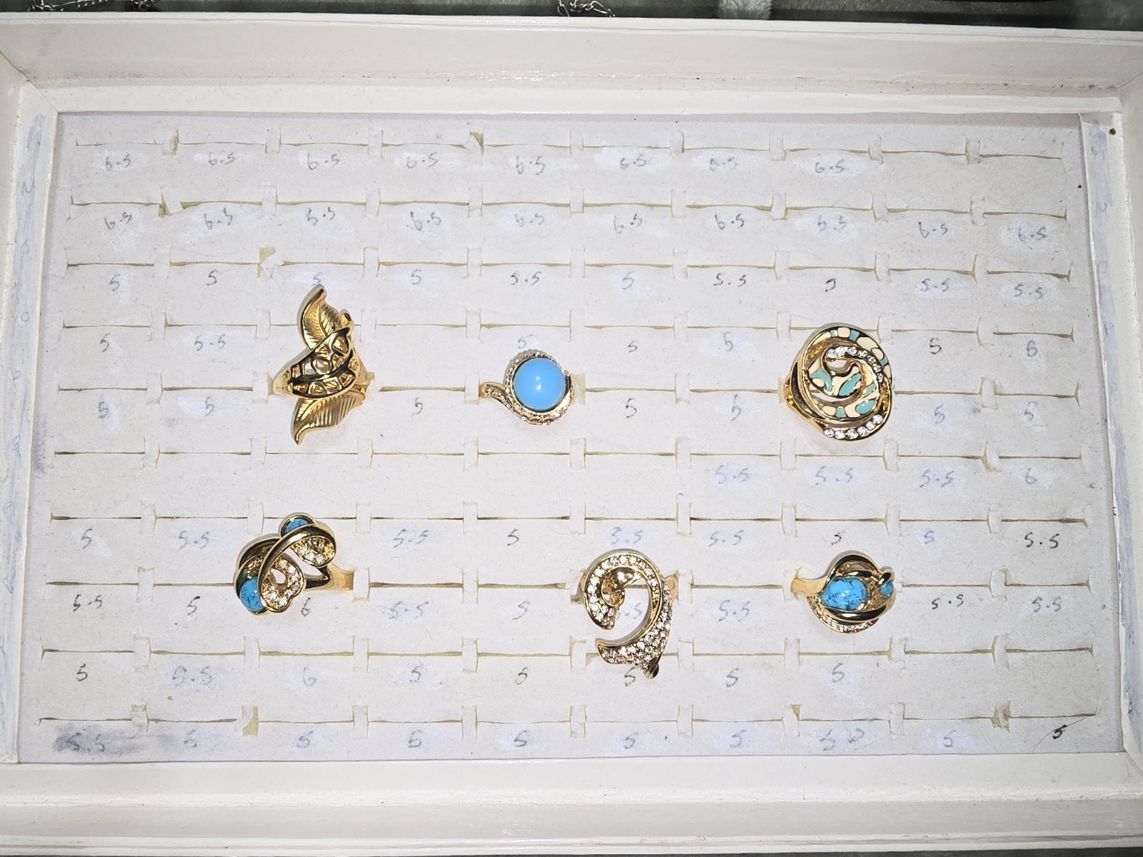6 Piece Designer Signed Ring Lot Size 9