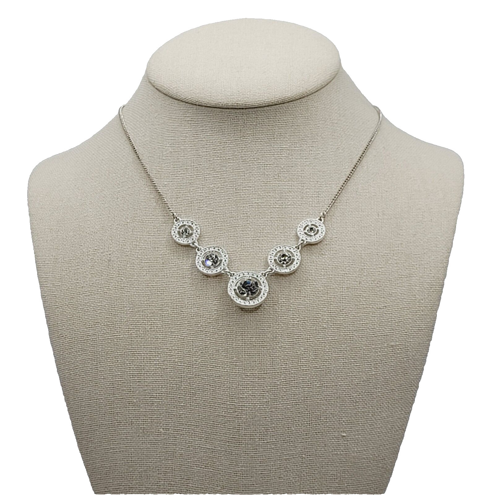 Avon NRT Professional Sparkling Rhinestone Silver Tone Metal Vintage Necklace