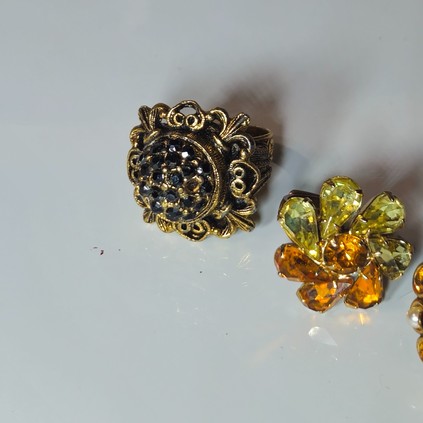 Vintage 6 Pc Assorted Judy lee &Unsigned Ring Lot Jewelry Mixed Styles and Sizes
