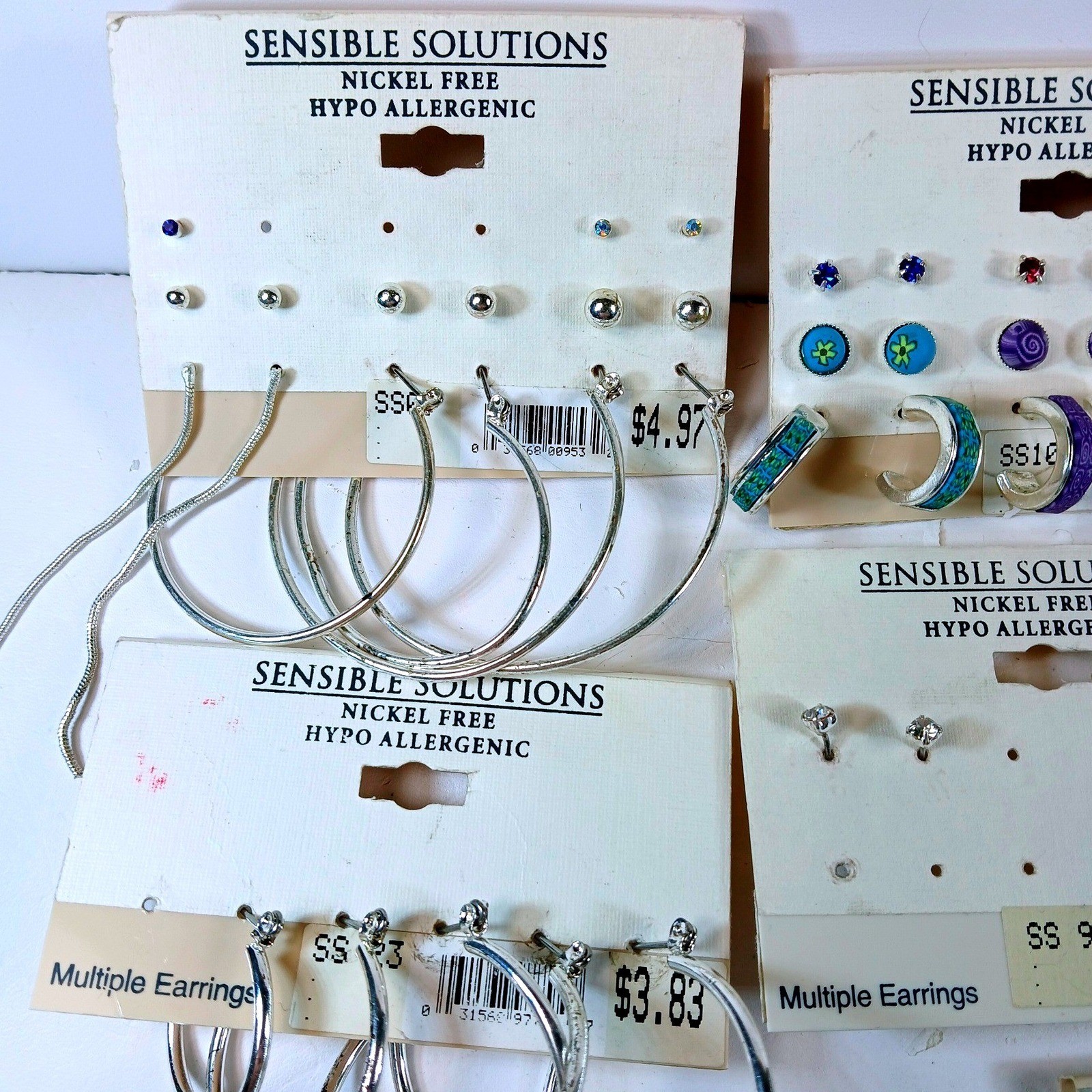 Lot Vintage Y2K Sensible Solutions Earrings Studs Hoops Nickel Free Deadstock