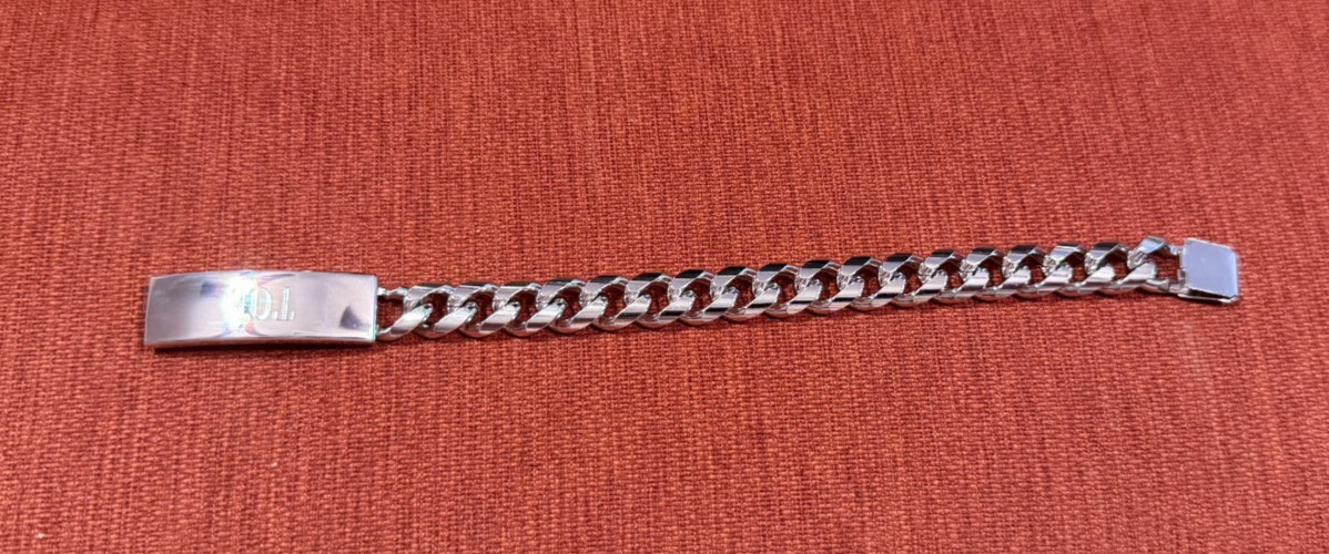 Vintage SPIEDELSILVER 8.5″ ID Bracelet Made in USA Identity Engraved TOM