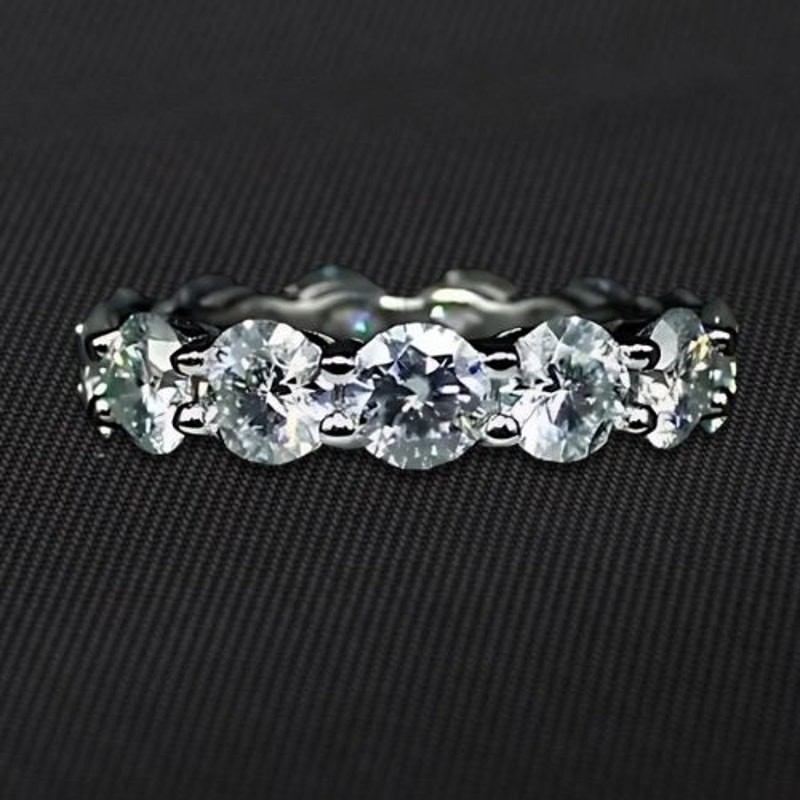 Round Moissanite Wedding Ring Full Eternity Band Stackable Tennis 9 NWT