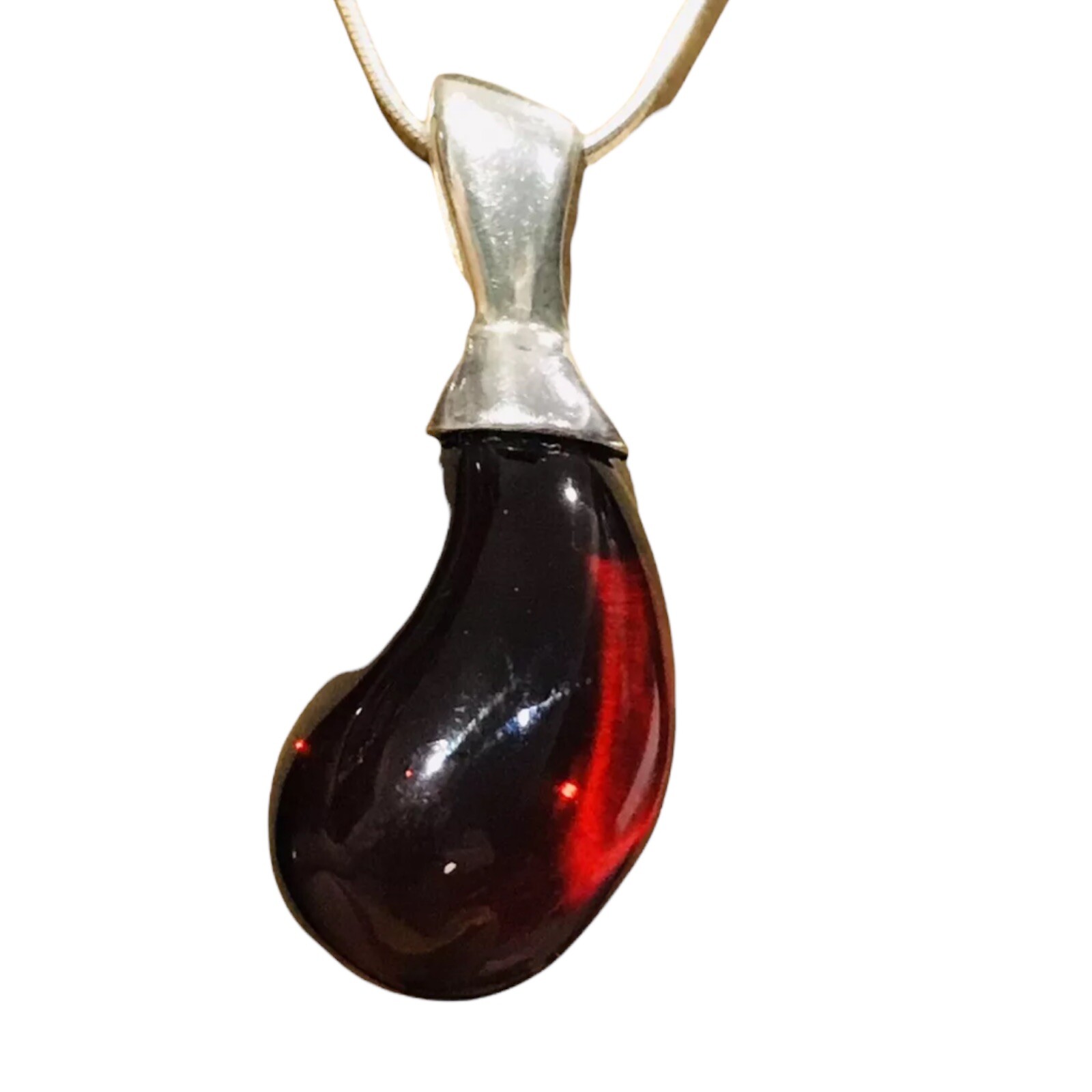 vintage sterling silver hony amber trar drop necklace Signed F.N.A