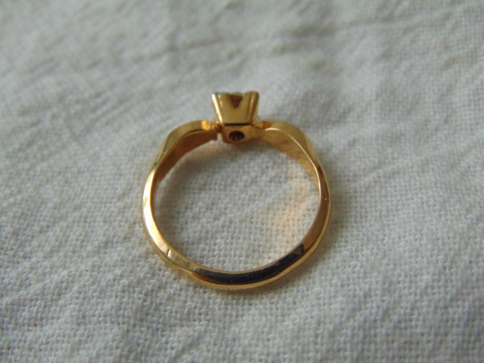vtg antique two tone three crystals gold filled Espo engagement ring sz.5.5 nos