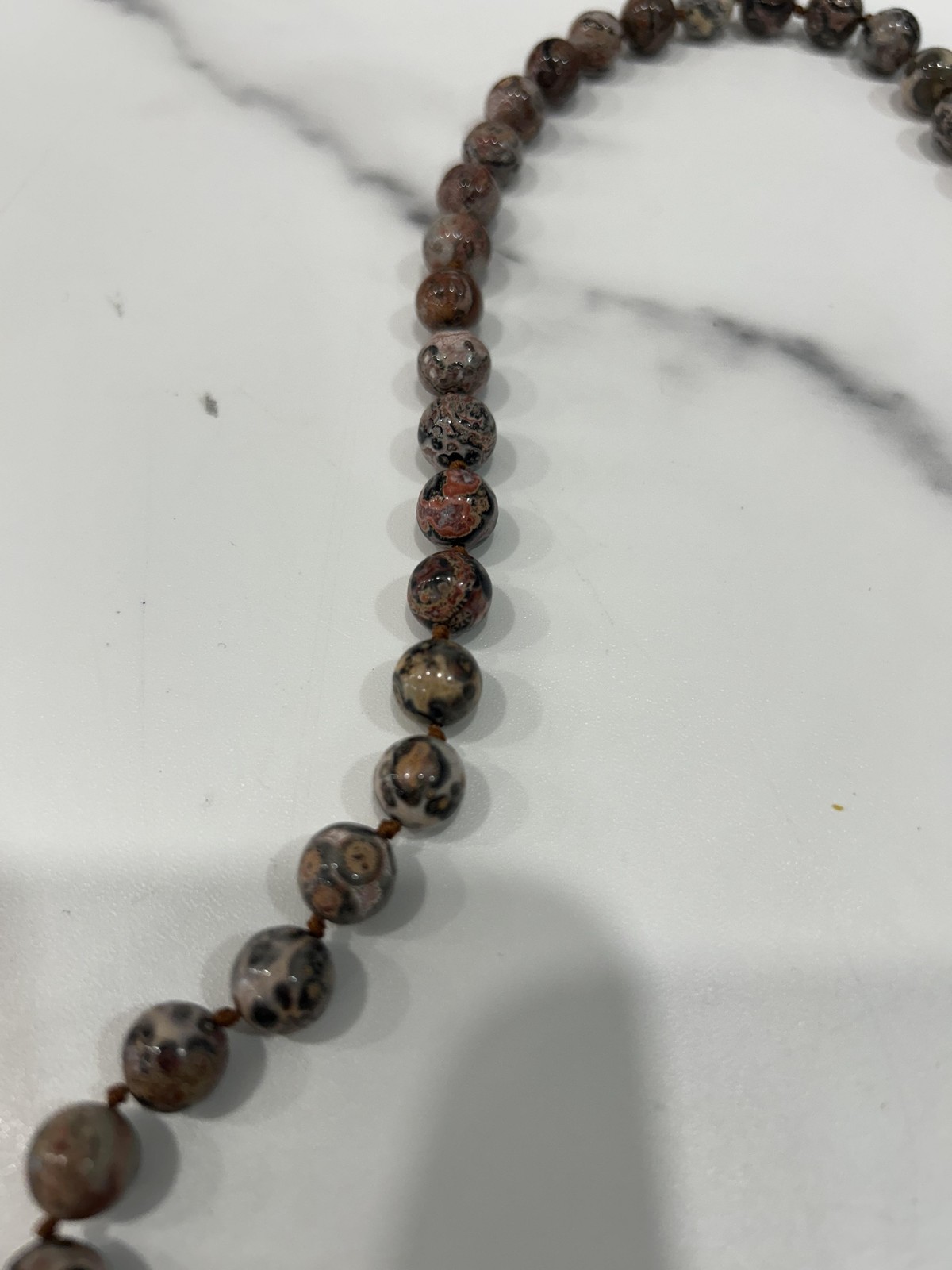 Brown Gemstone Beaded Necklace Round Polished Beads Hook Clasp 24 In Womens