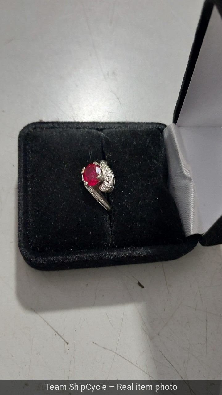 24K White Gold Red Ruby Ring Vintage Style 3g Size 6 Estate Jewelry G2U