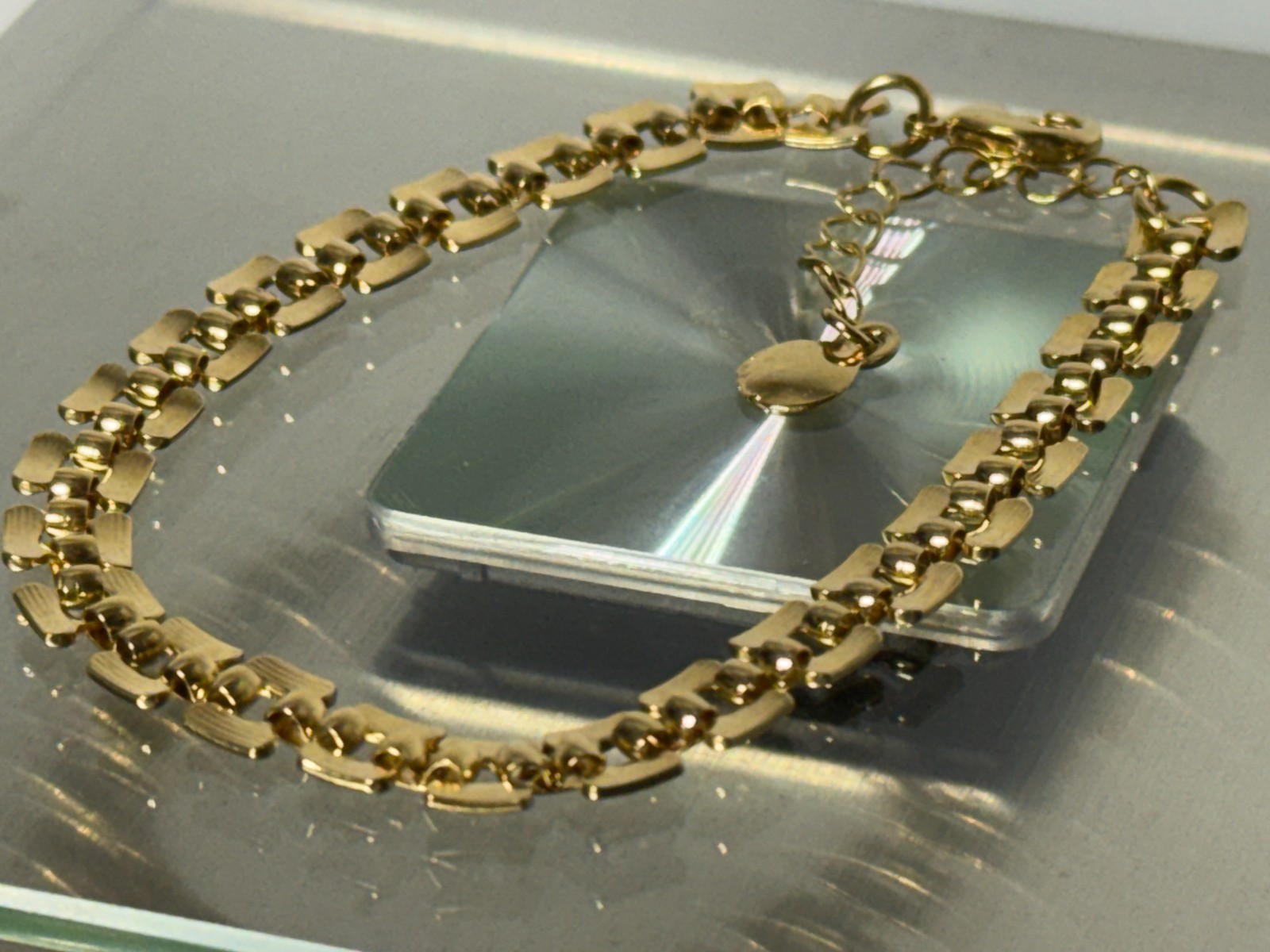 Mayamar Vintage Box Link Bracelet 7″ +1.5″ Extender Yellow Gold Plated MM-00781