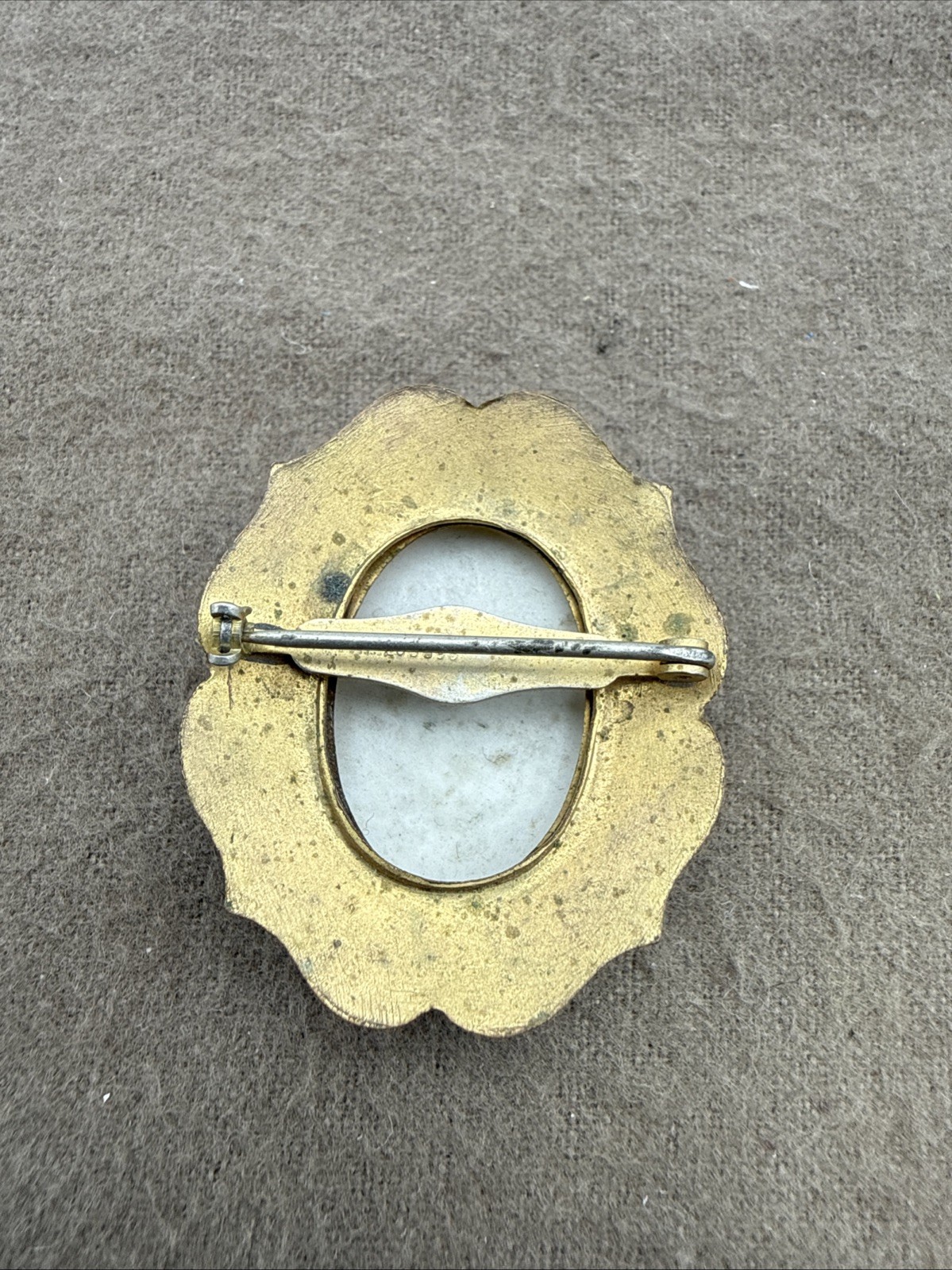 Vintage Cameo Enamel Brooch Pin Gold Tone RARE