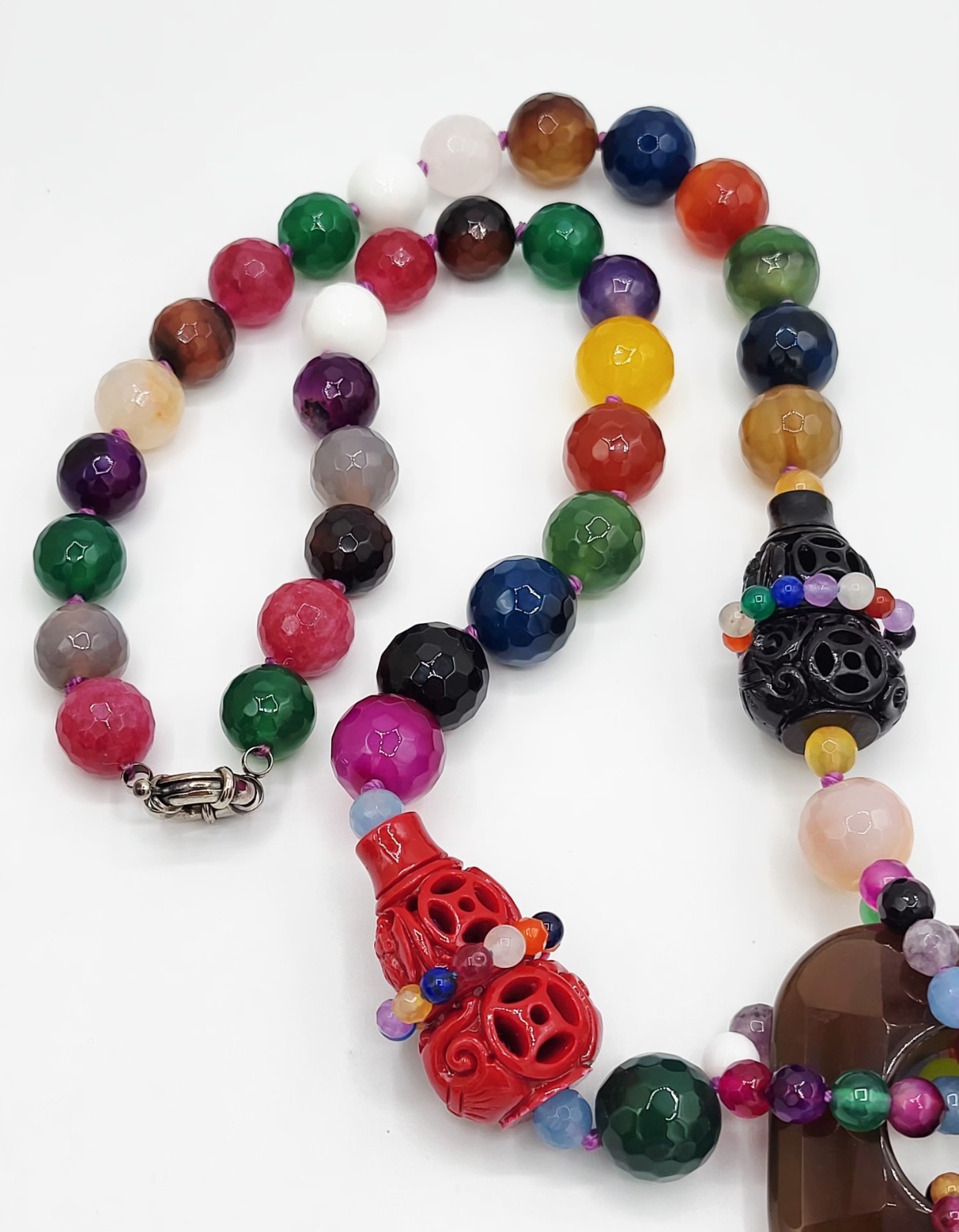 HUGE Asian Inspired Semi-Precious Stone Necklace 22″