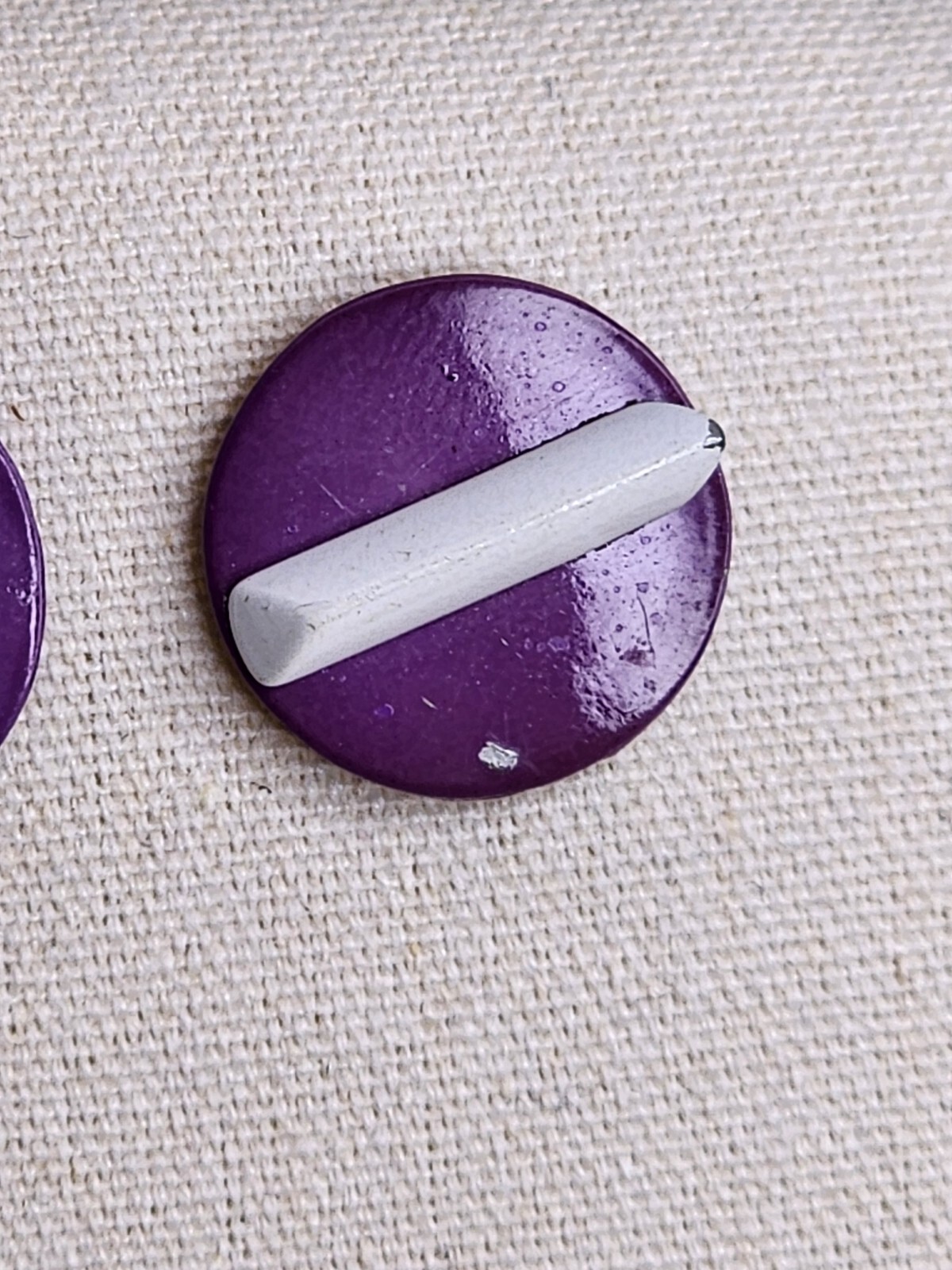 85 Yr Old Arthur Pepper Signed Metal Earrings Purple & White Art Deco FREE $HIP!