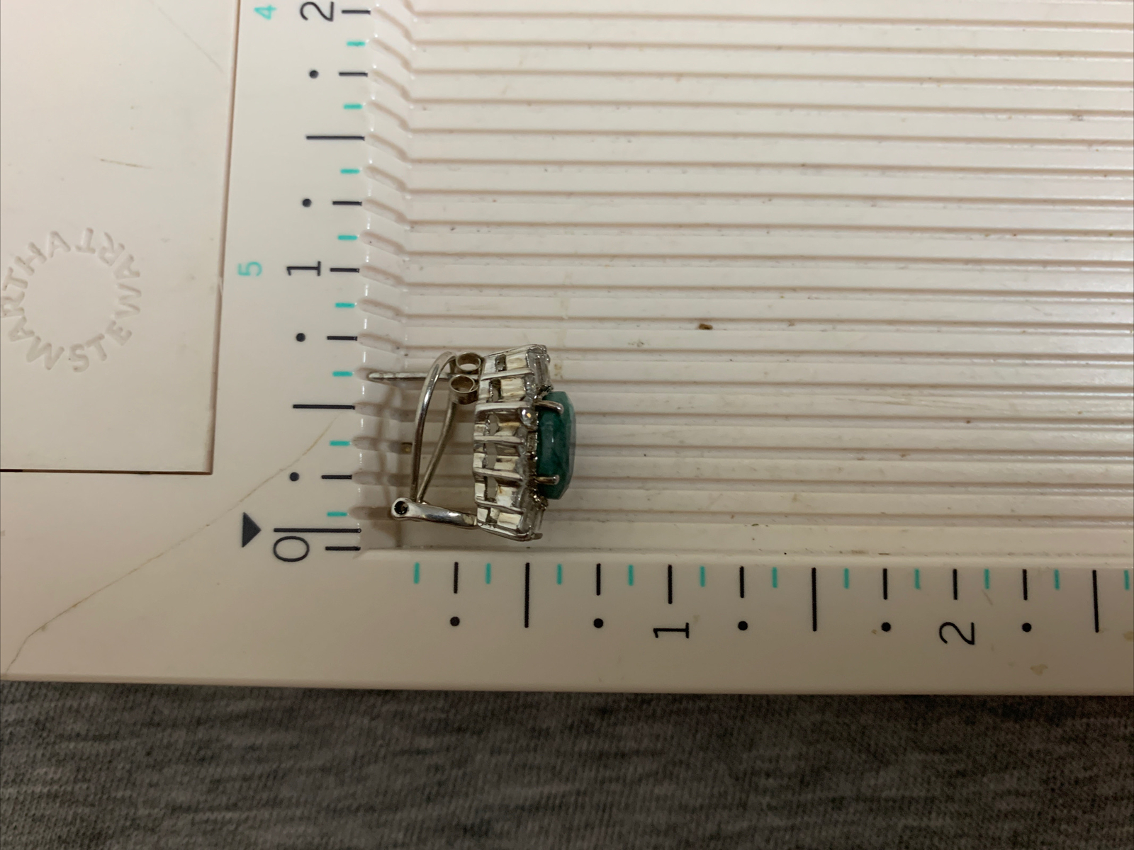 Vintage Sterling Fadi India Labradorite Cabochon & Cubic Zirconia Stud Earrings