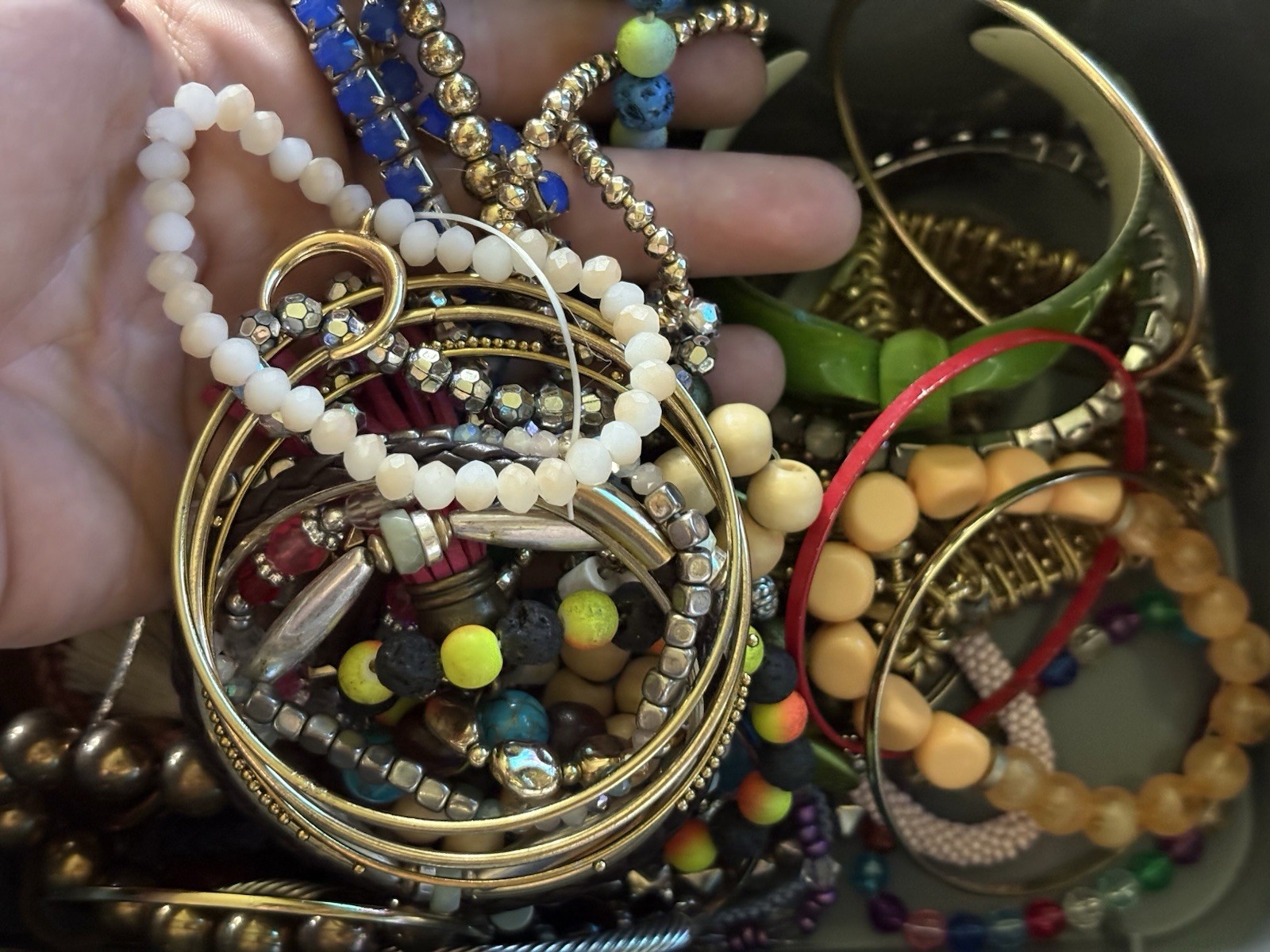 Over 50 Piece Bracelet Lot Mix Styles Sizes All Wearable Craft Repurpose #1