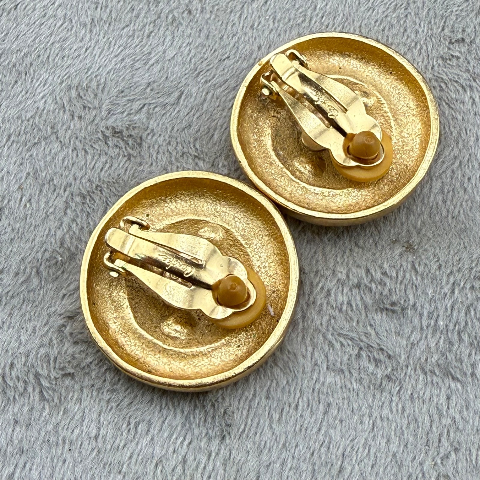 Vintage Carolee Clip On Earrings Gold Tone Rhinestone Signed