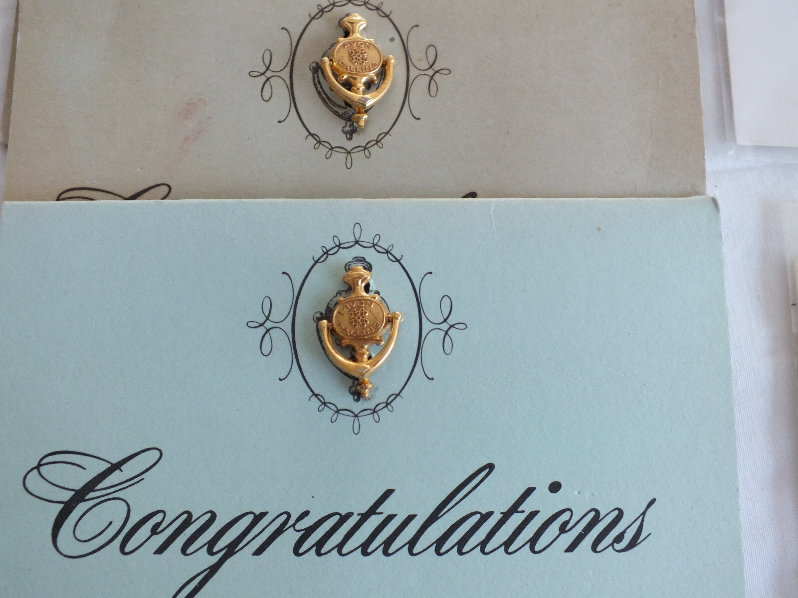 Avon calling DOOR KNOCKER PIN lot of 7 NOS vintage hinged 1970’s seller award