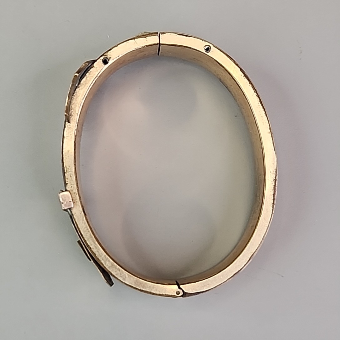 Antique B & B Victorian Belt Bracelet Hinged Buckle Etched Gold Filled 5.75″