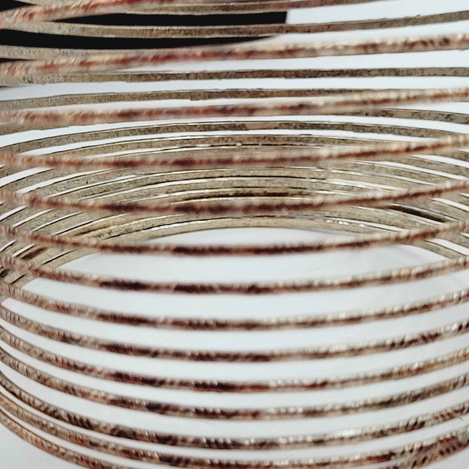 Slinky Wide Wrap Thin Wire Bangle Coppery Gold Tone Metal Vintage Bracelet