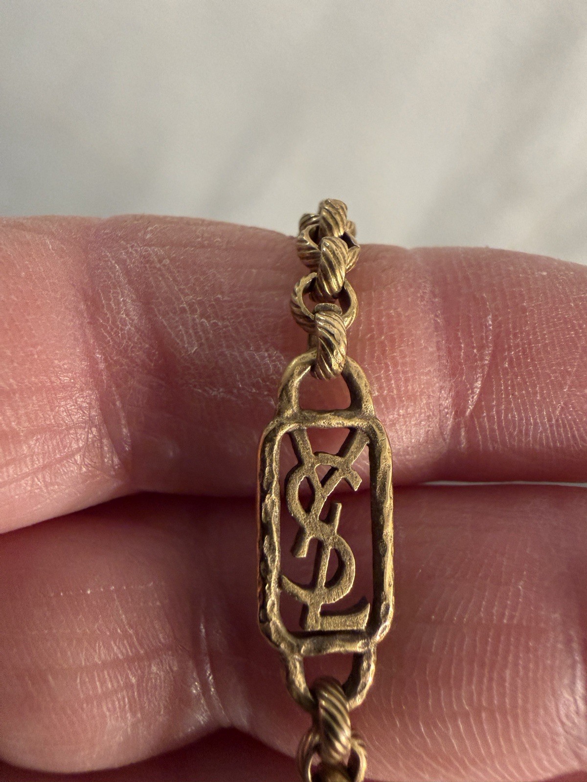 YSL Green Enamel Flapper necklace