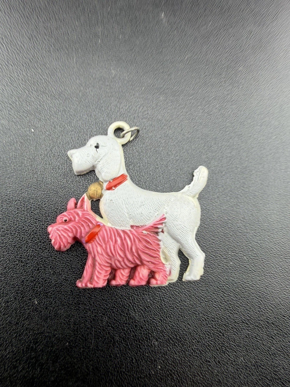 Vintage 2 Dog Charm Tag Estate Find Costume Jewelry