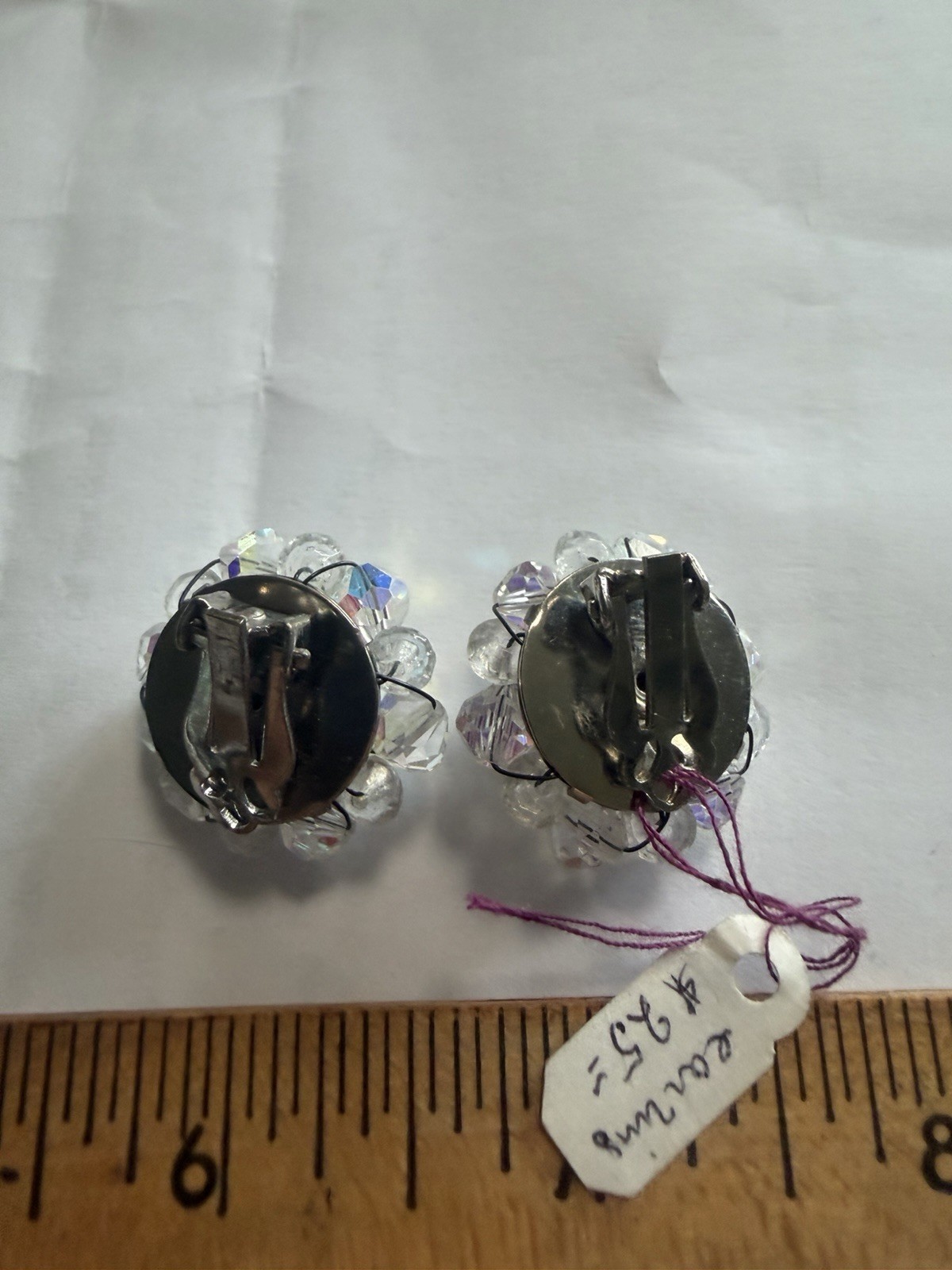 Crystal Cluster Clip On Silver-tone Earrings