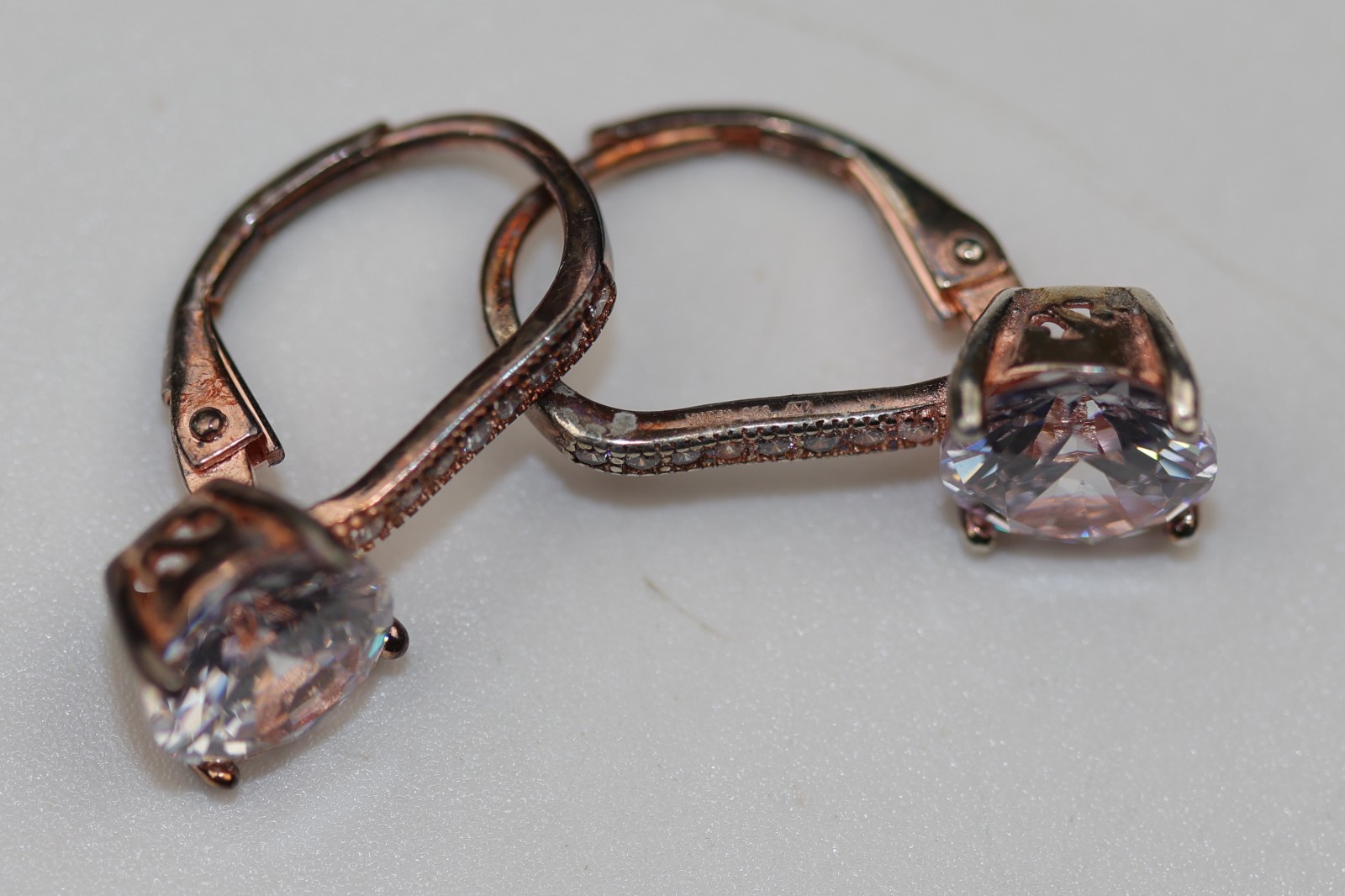 Copper Square Gemstone Earrings Sterling Silver