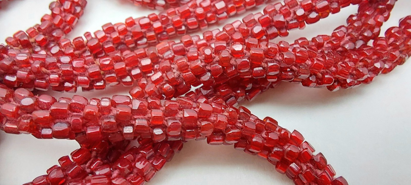 Antique Art Deco Lot 2 Flapper Seed Bead Necklaces Sautoir Butterfly Red Lariat