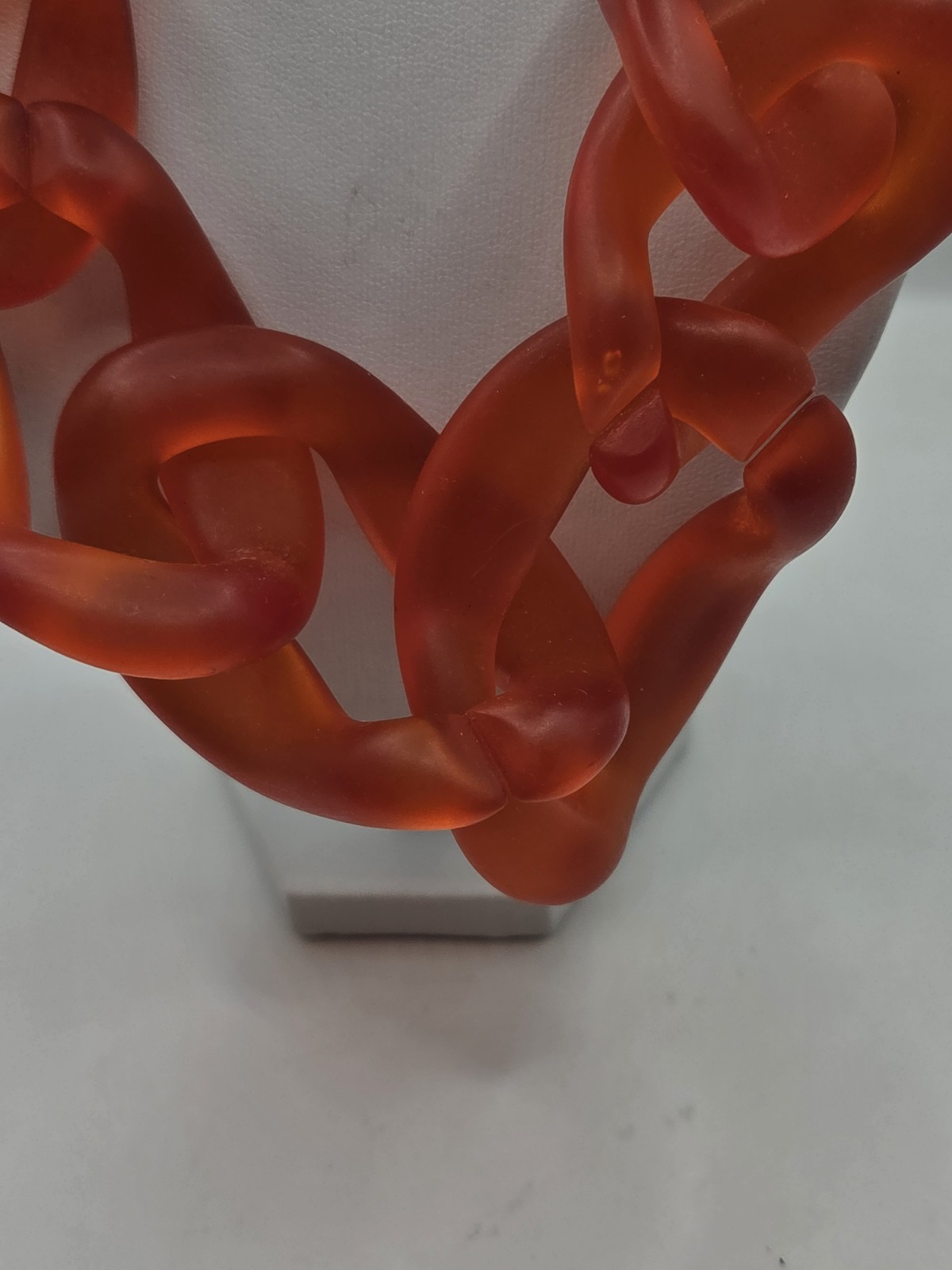 Iris Apfel Inspired Neon Orange Resin/Acrylic Chain Choker Necklace 20″L