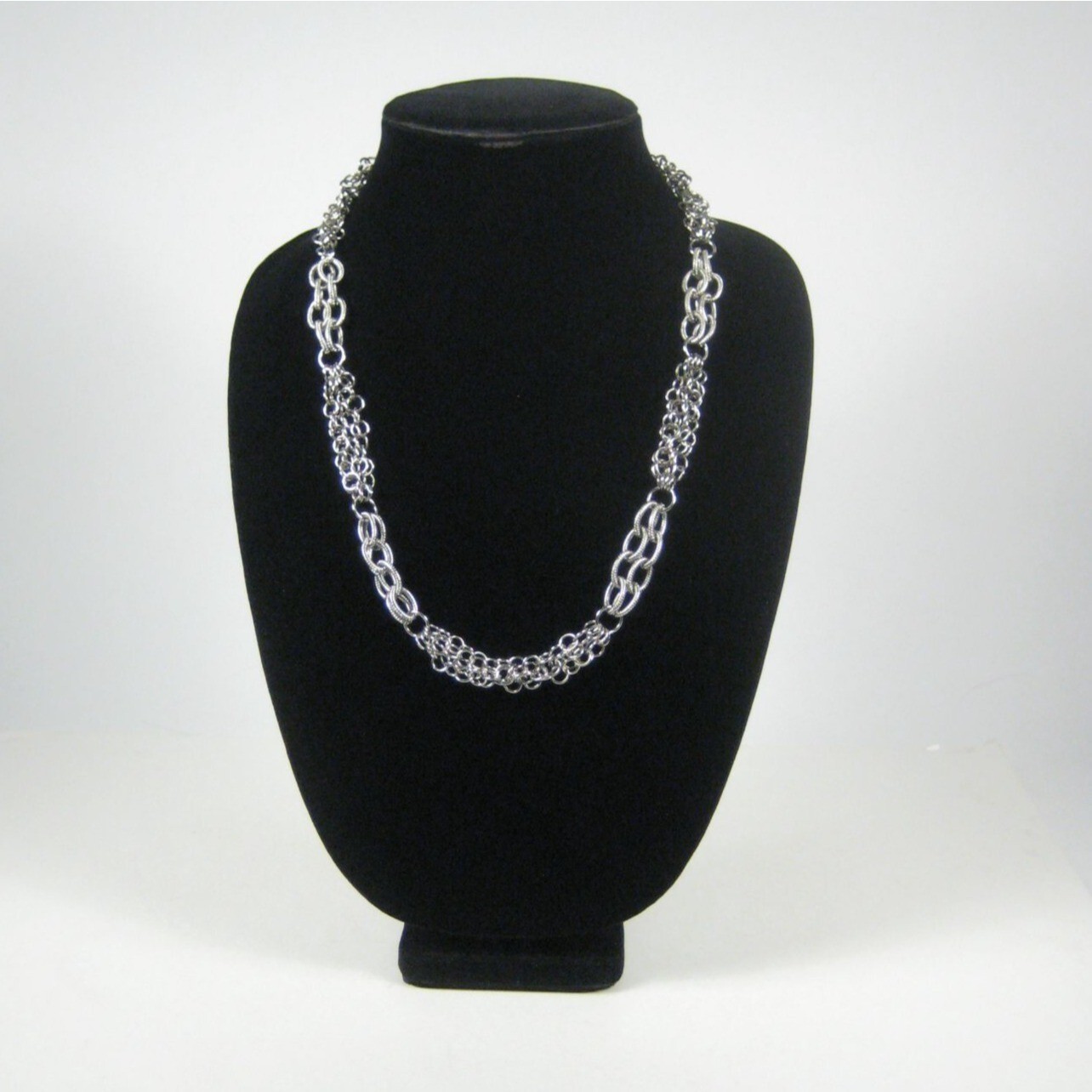Silvertone Chain Necklace 25 In Multi Strand Statement Box Vintage 60s 70s
