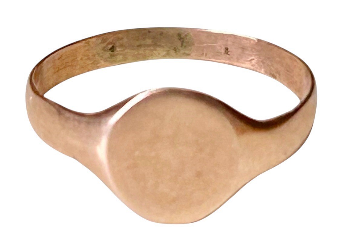 ANTIQUE 10K ROSE GOLD BABY/ CHILDS SIGNET BAND RING Sz 2.25 MONOGRAM
